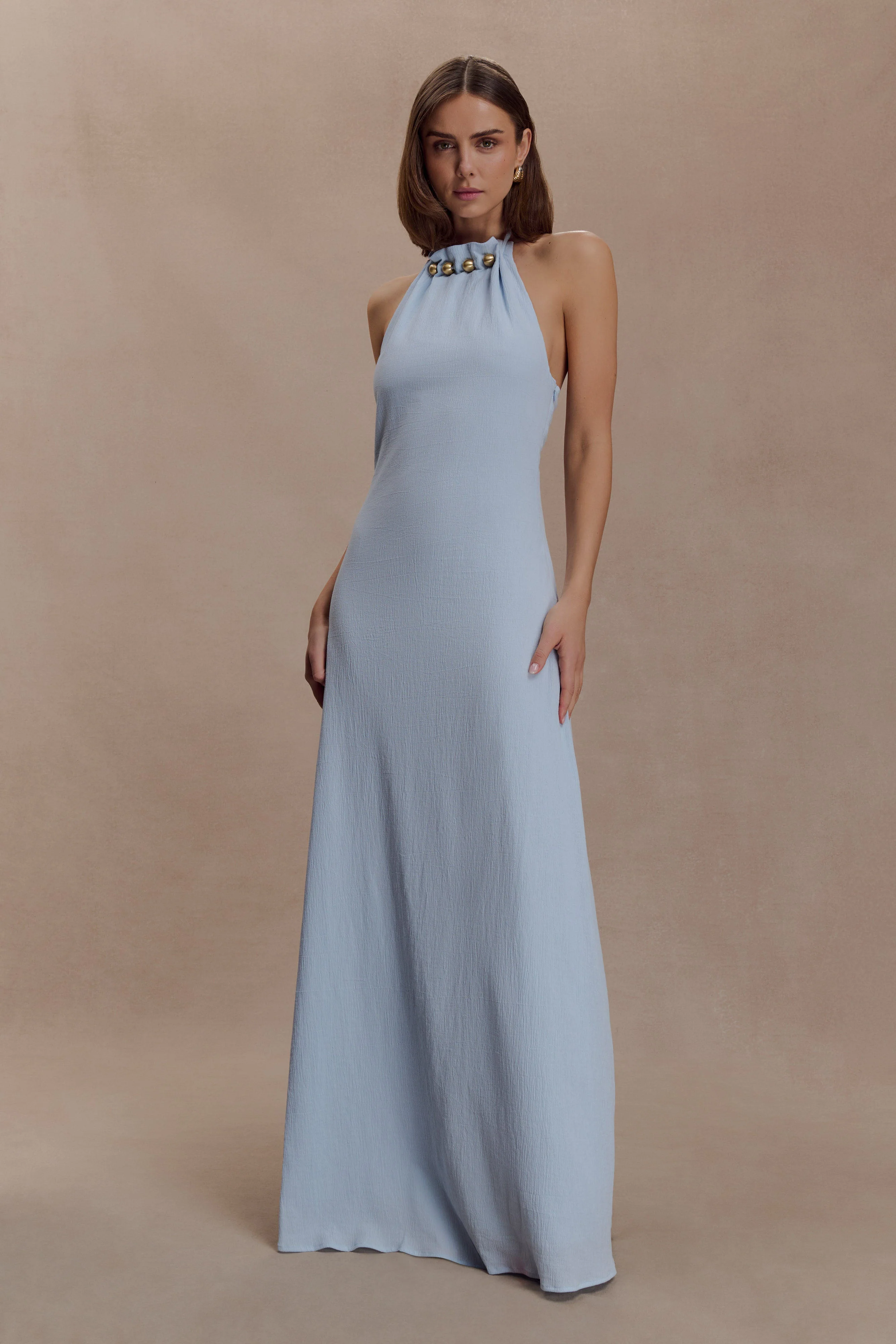Abeda Cotton Maxi Dress With Hardware - Pale Blue - Image 5