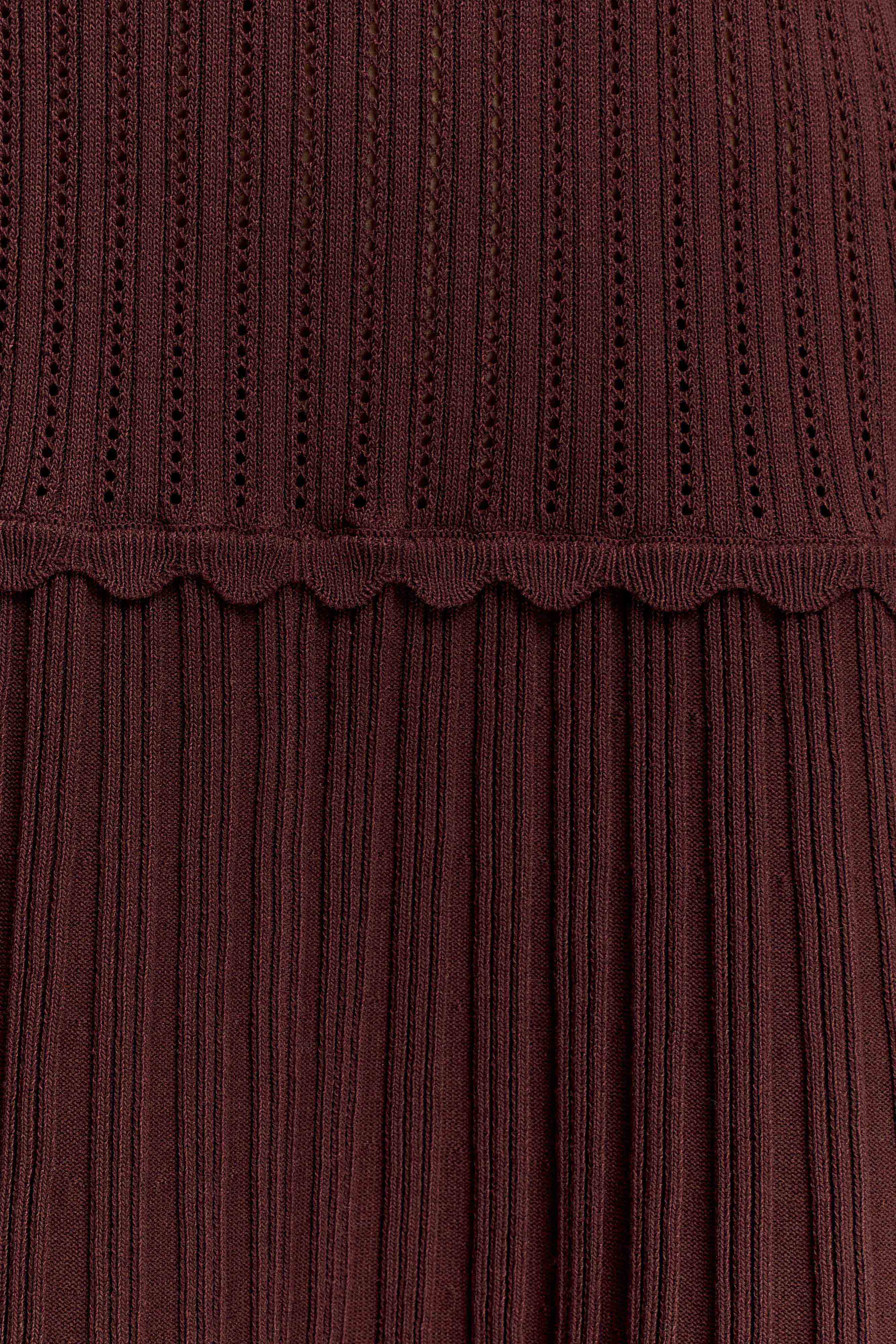 Adena Pointelle Knit Mini Dress - Chocolate - Image 8