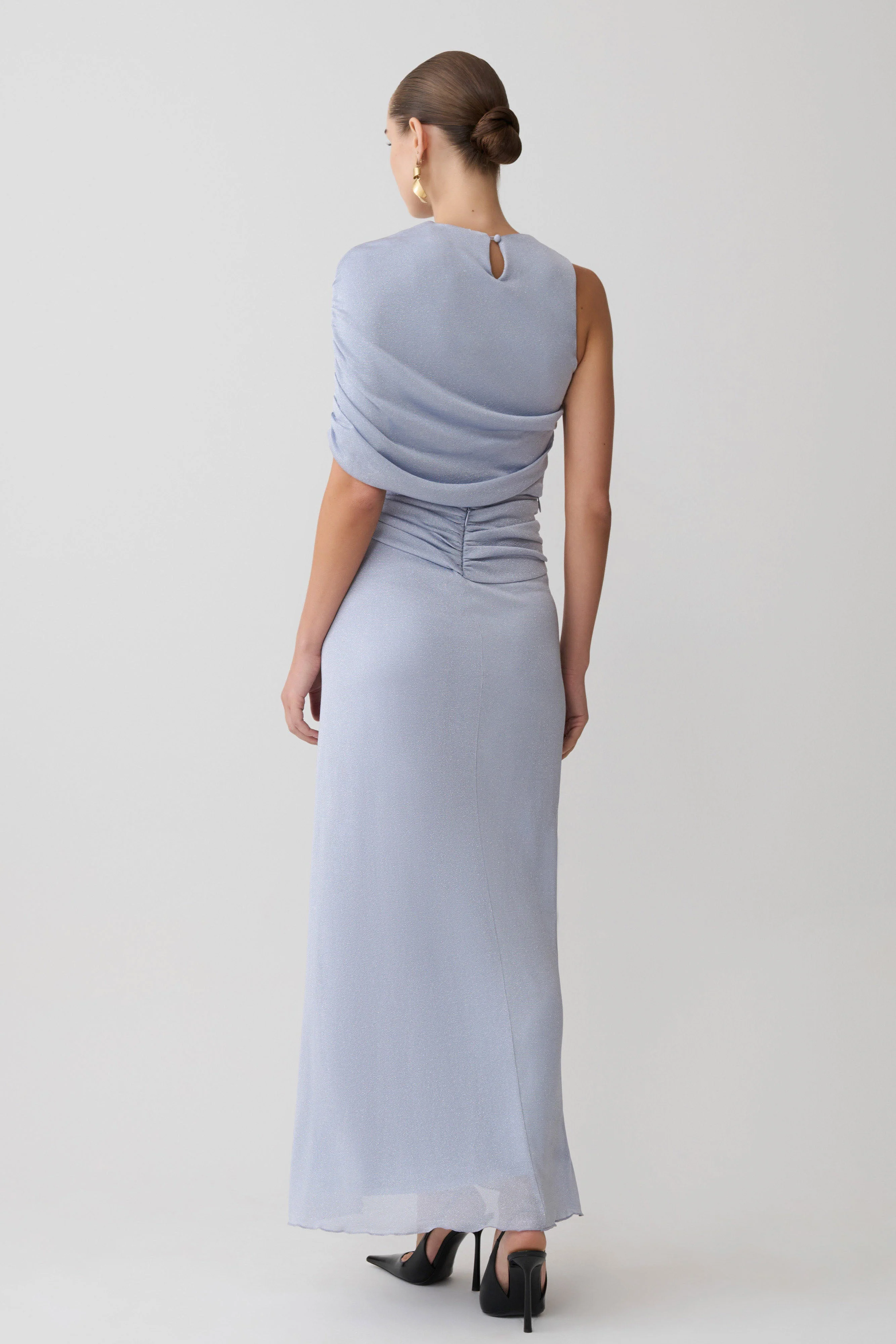 Adrienne Lurex Knot Maxi Skirt - Pastel Blue - Image 2