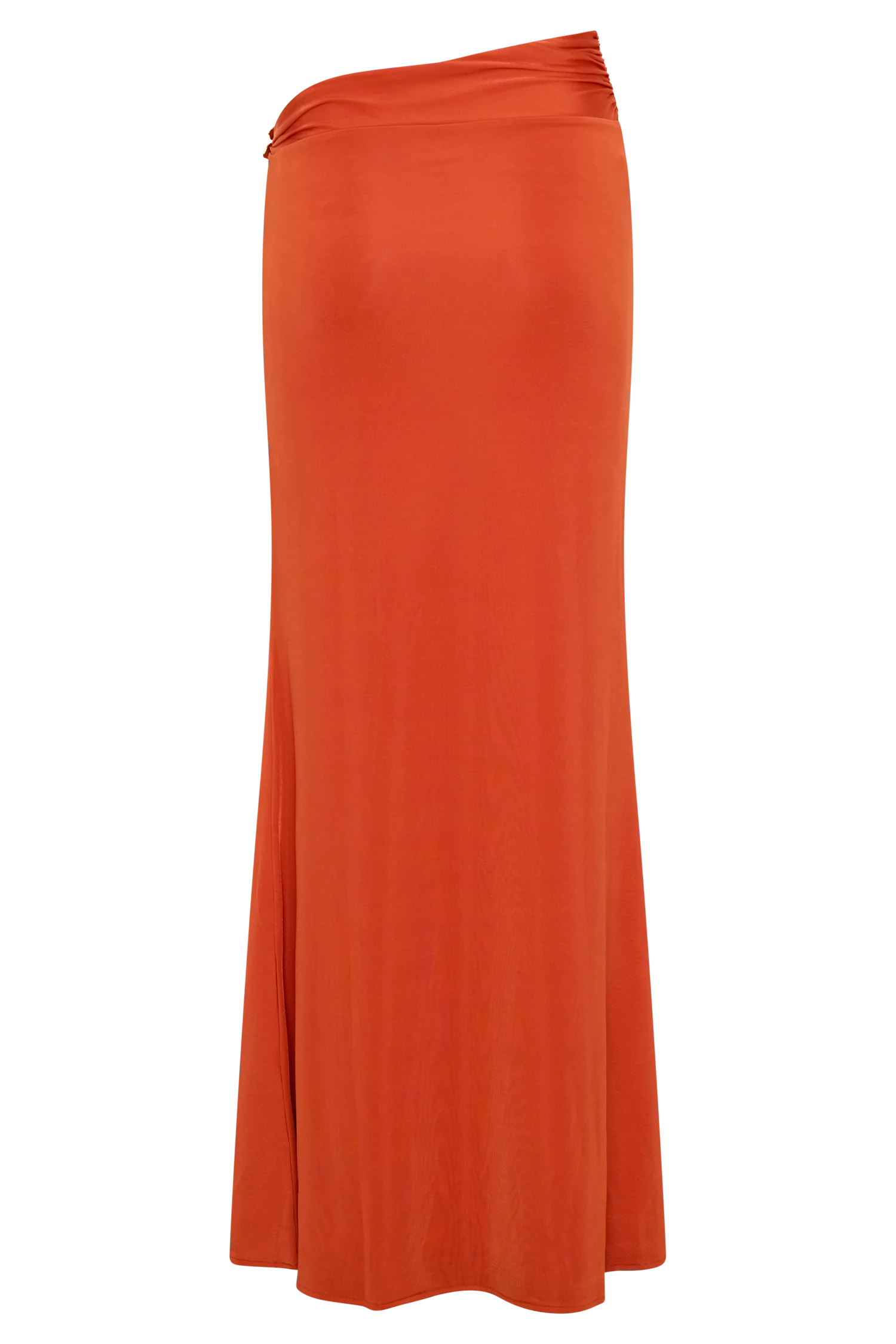 Ainsley Asymmetrical Maxi Skirt With Floral Hardware - Burnt Orange - Image 8