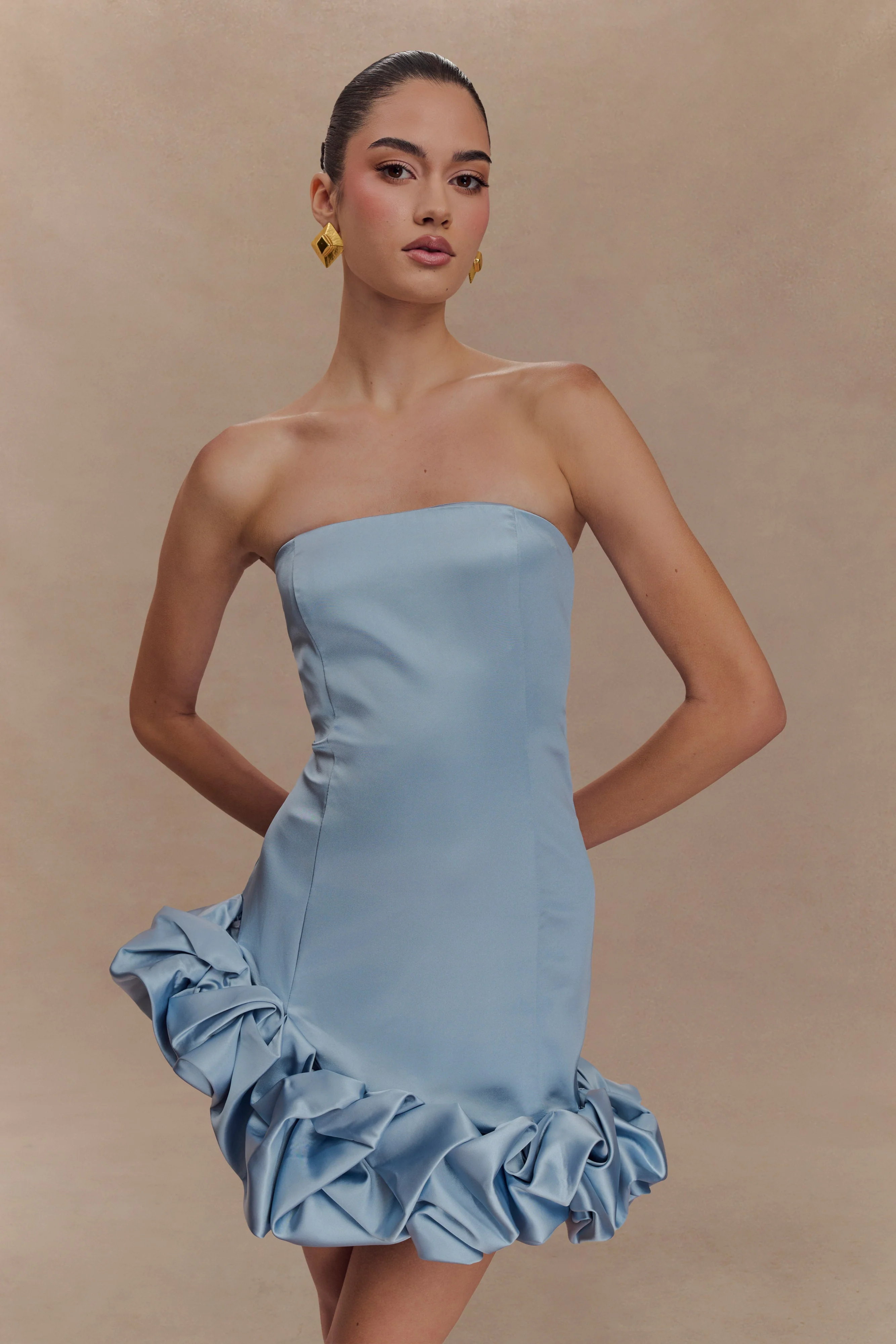 Alba Bubble Mini Dress - Cornflower Blue - Image 2
