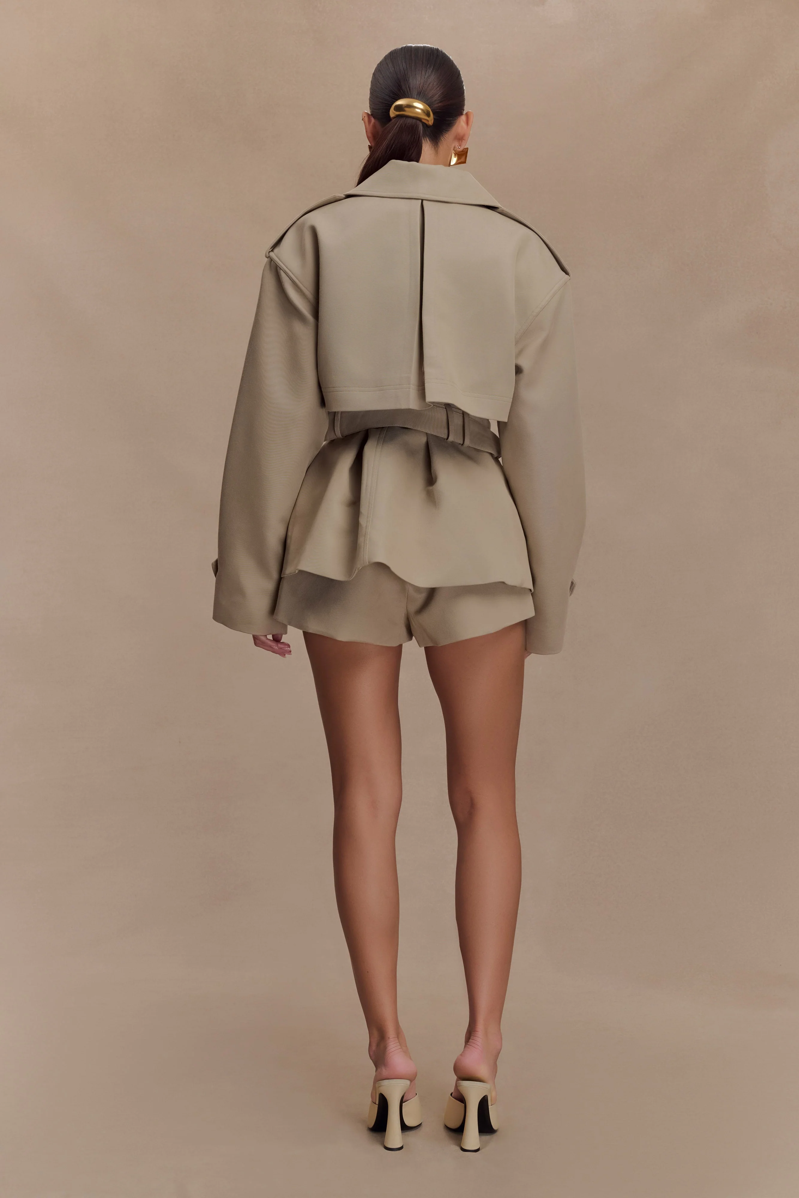 Alden Short Trench Jacket - Pebble - Image 3