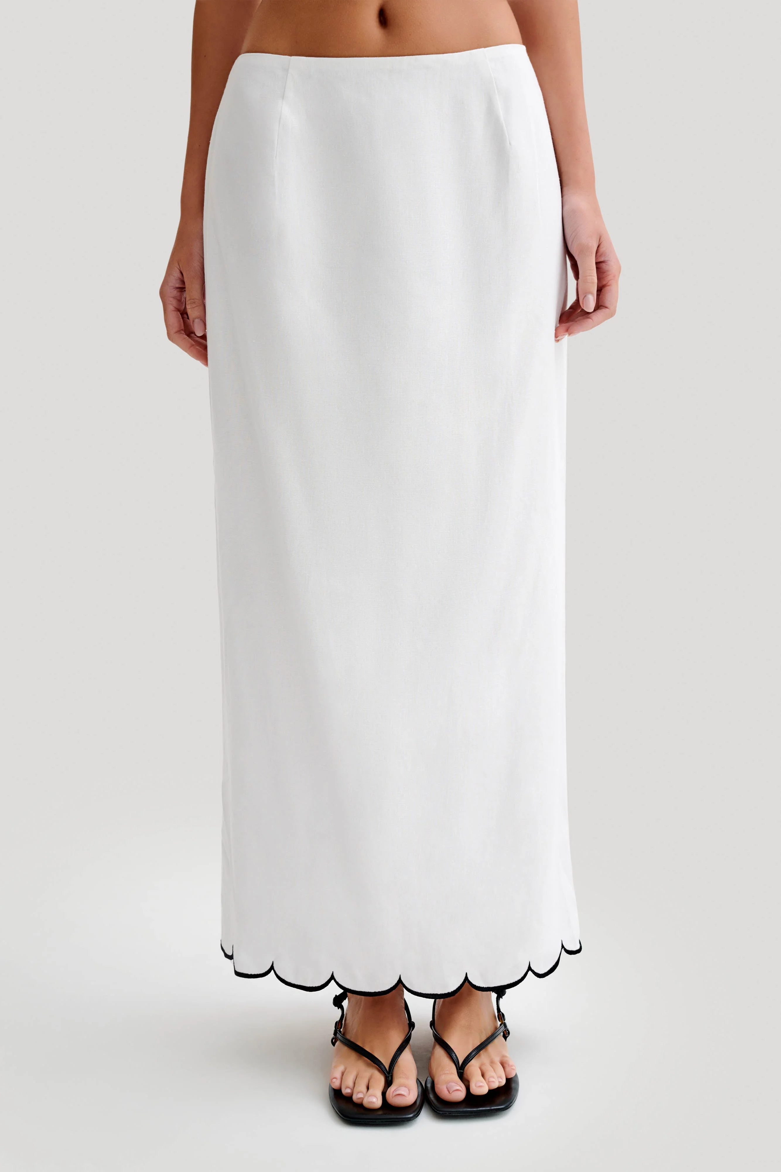Alessio Scalloped Midi Skirt - Ivory - Image 4