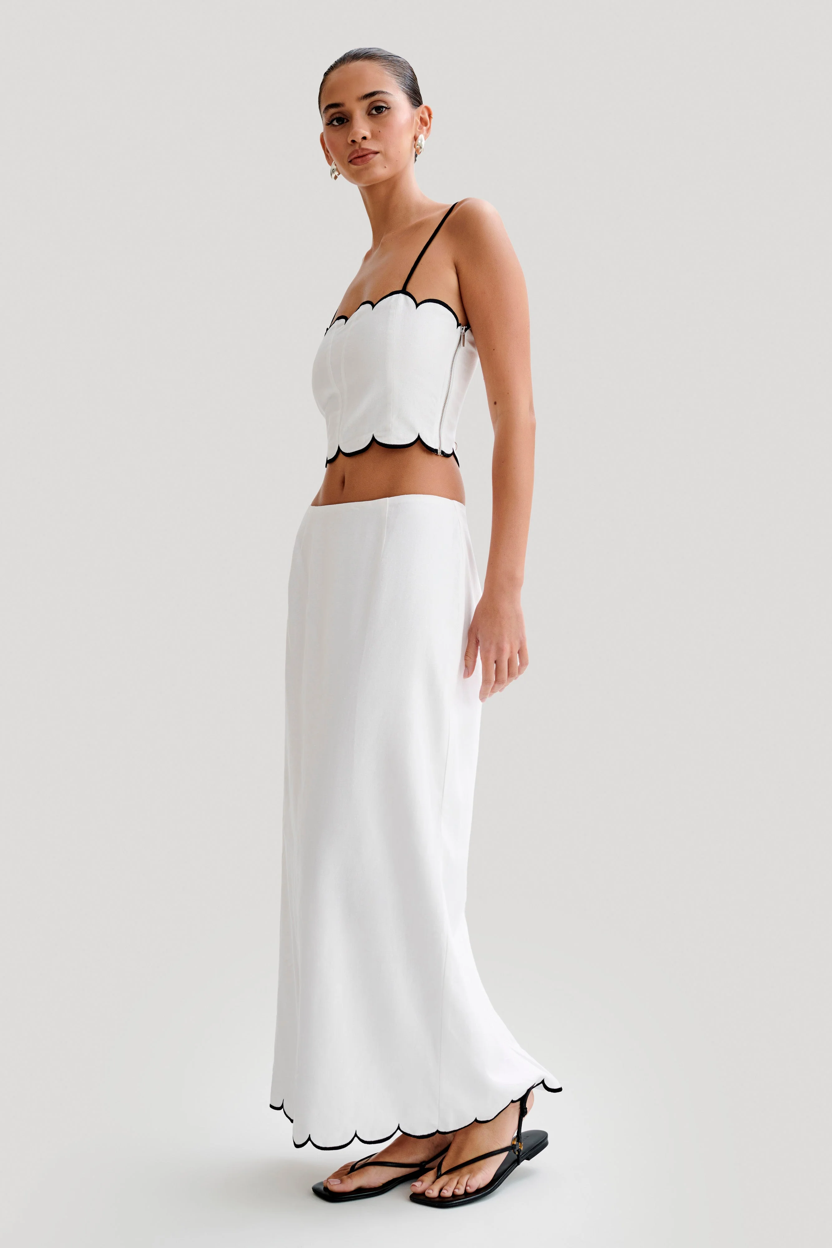 Alessio Scalloped Midi Skirt - Ivory - Image 6