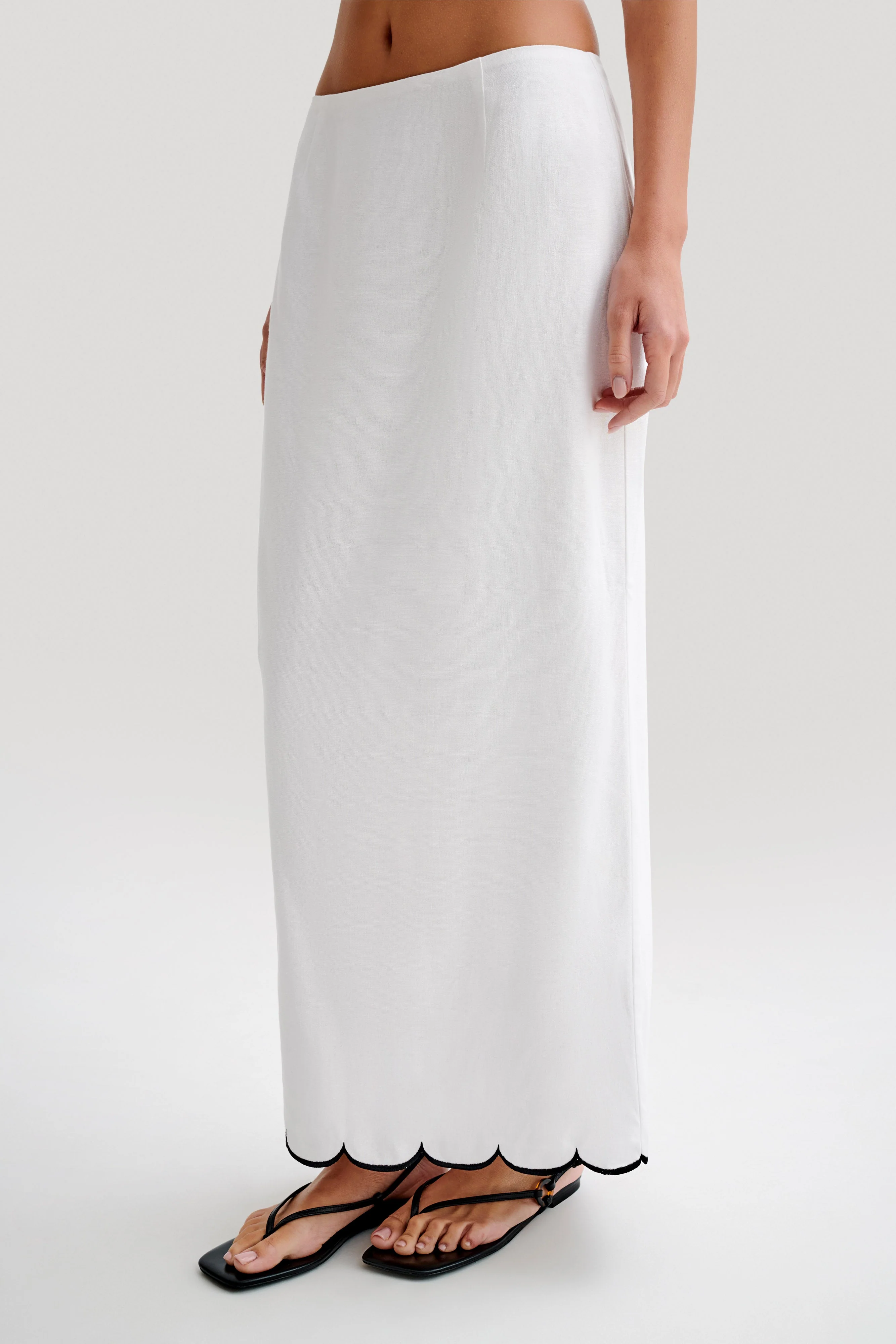 Alessio Scalloped Midi Skirt - Ivory - Image 9