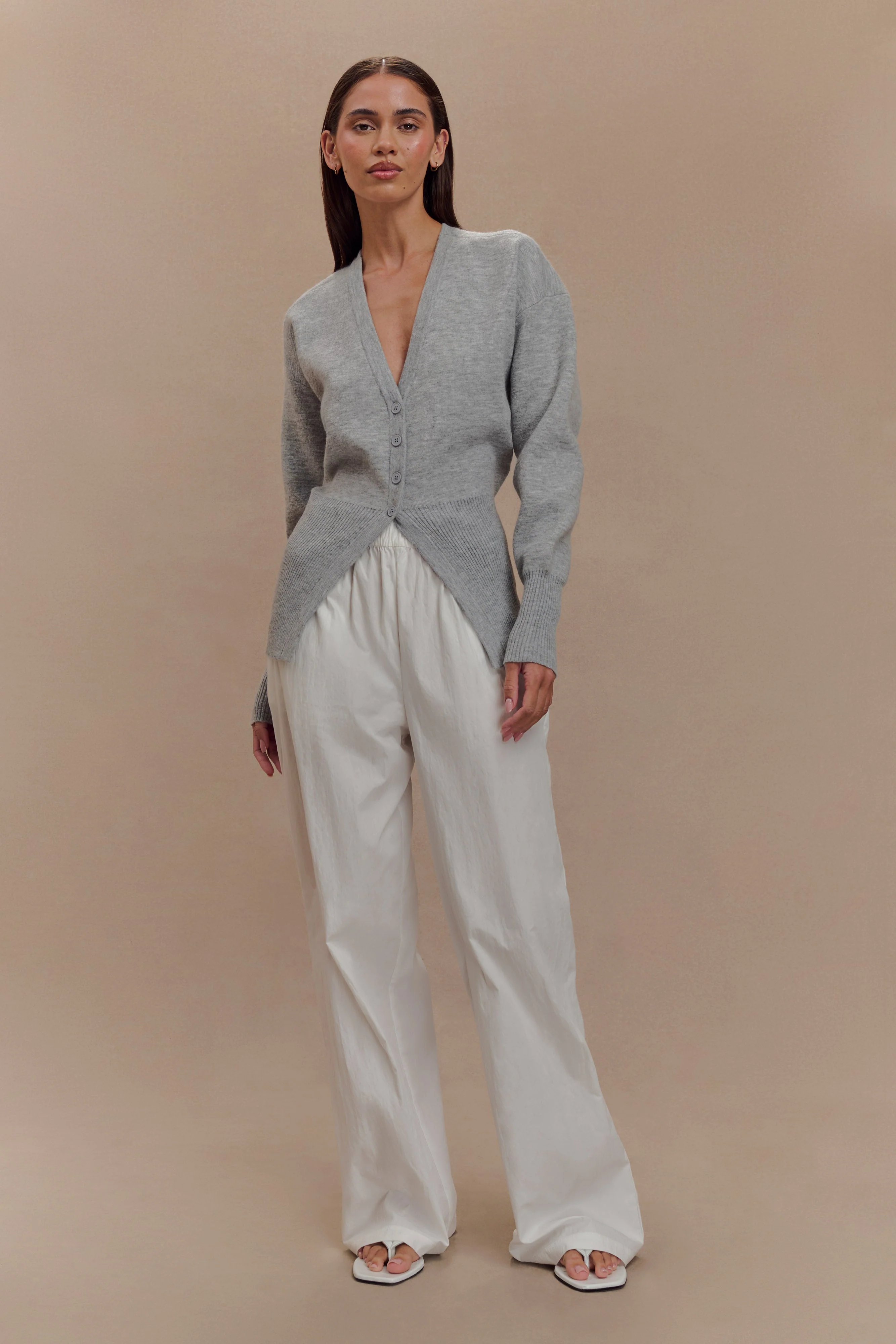 Alexia Buttoned Oversized Cardigan - Grey Marle - Image 6