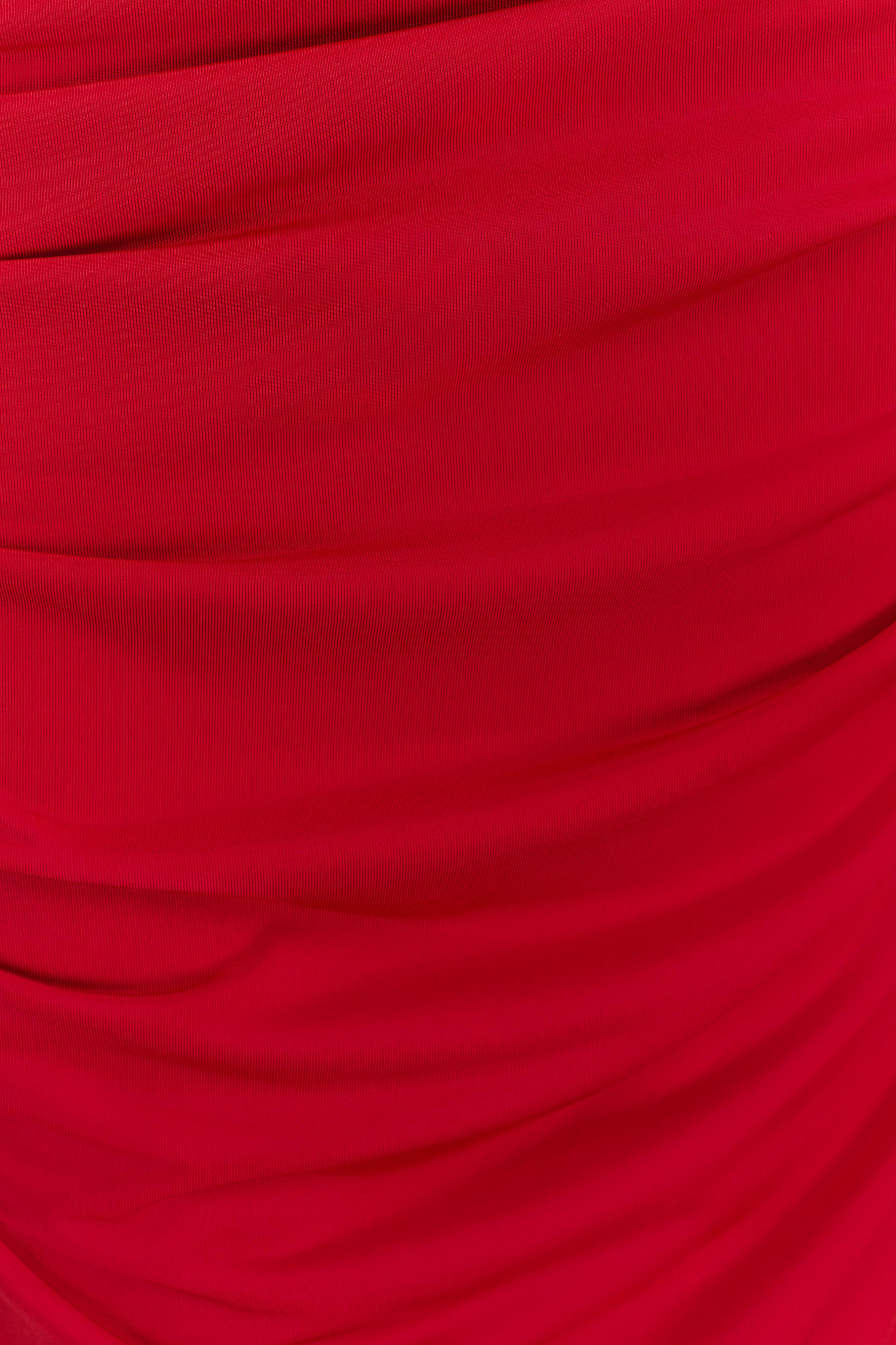 Amandine Ruched Slinky Maxi Dress - Ruby - Image 6