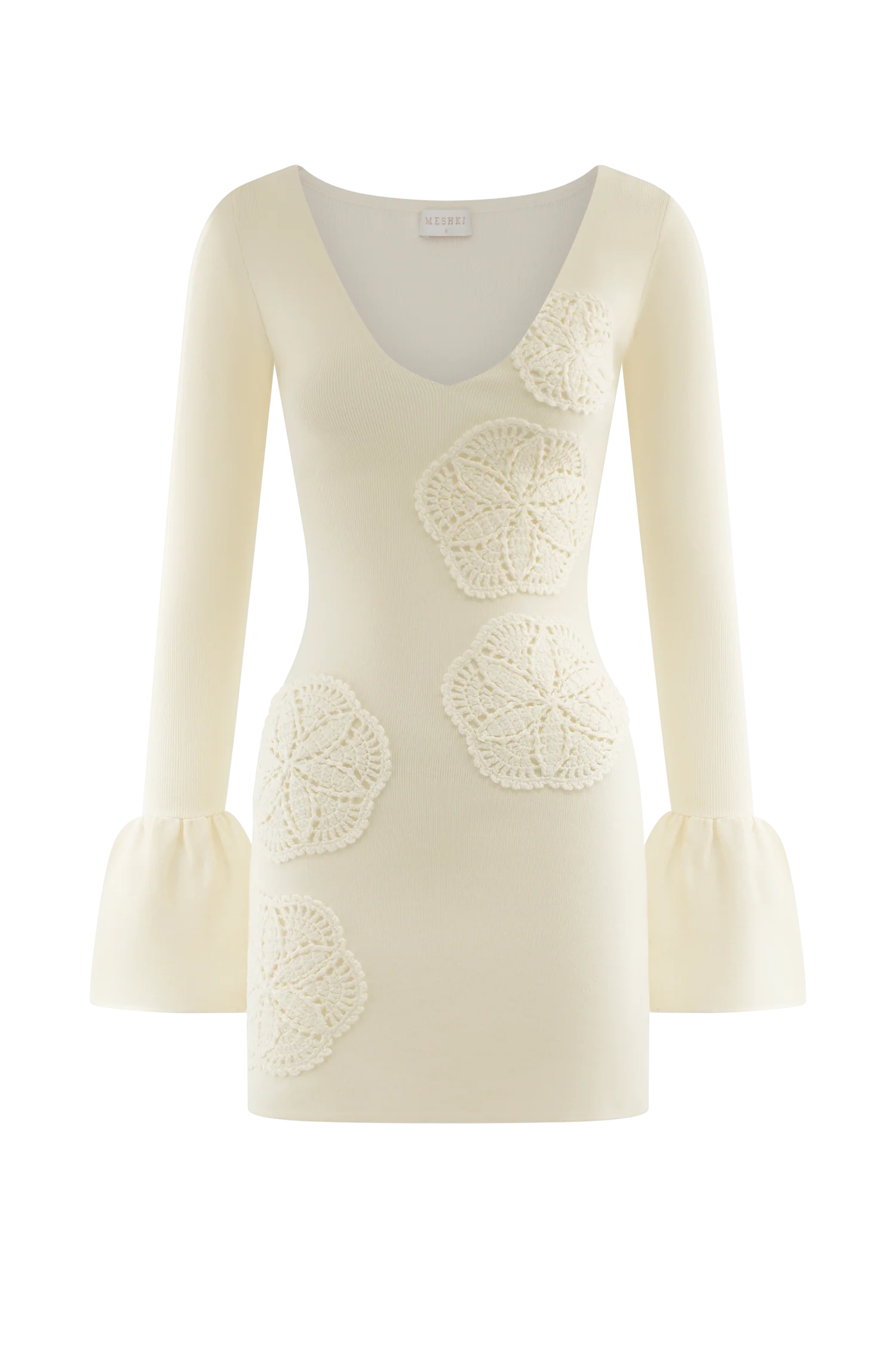 Amari Knit Crochet Knit Mini Dress - Ivory - Image 7