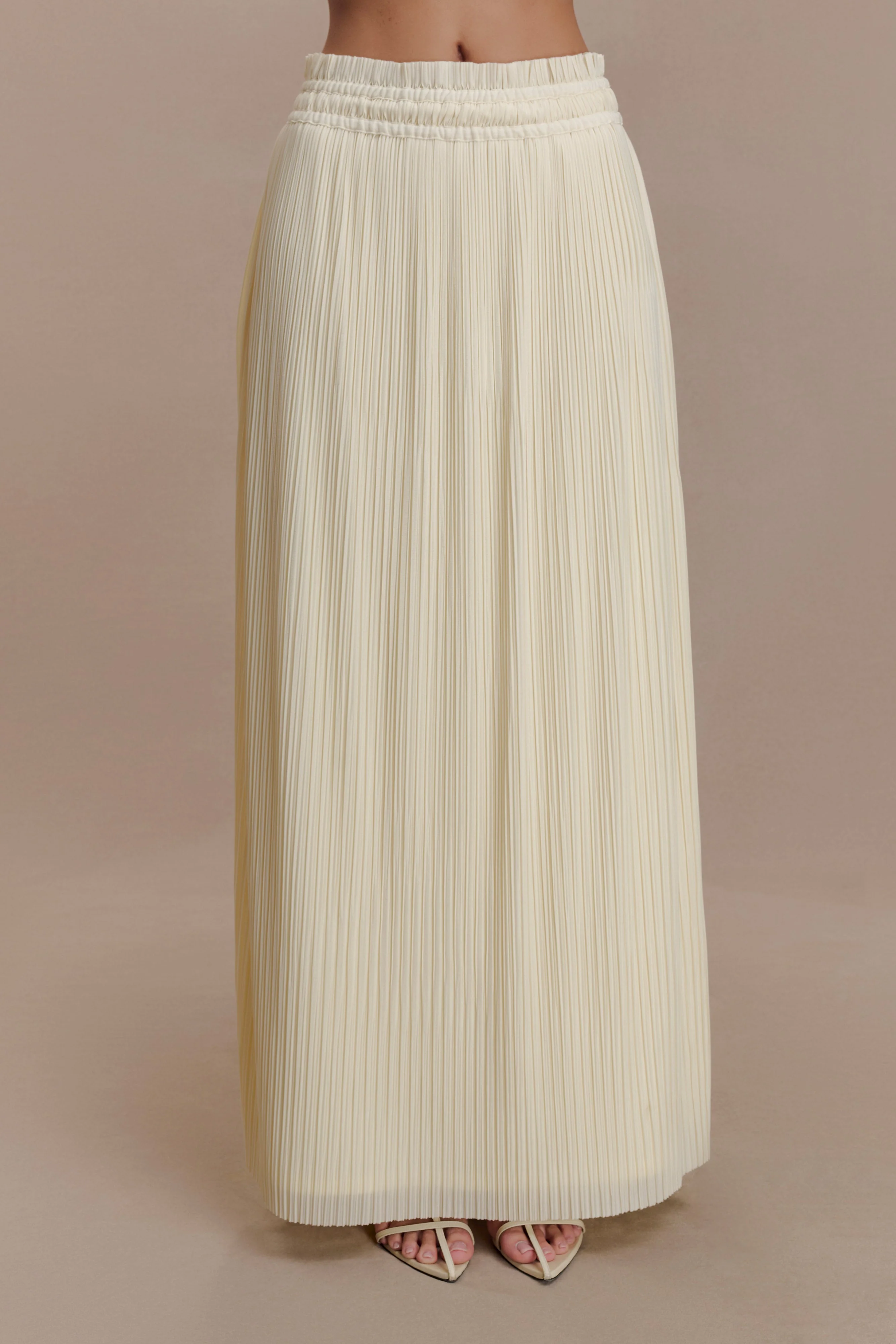 Amaris Gathered Plisse Maxi Skirt - Lemon - Image 5