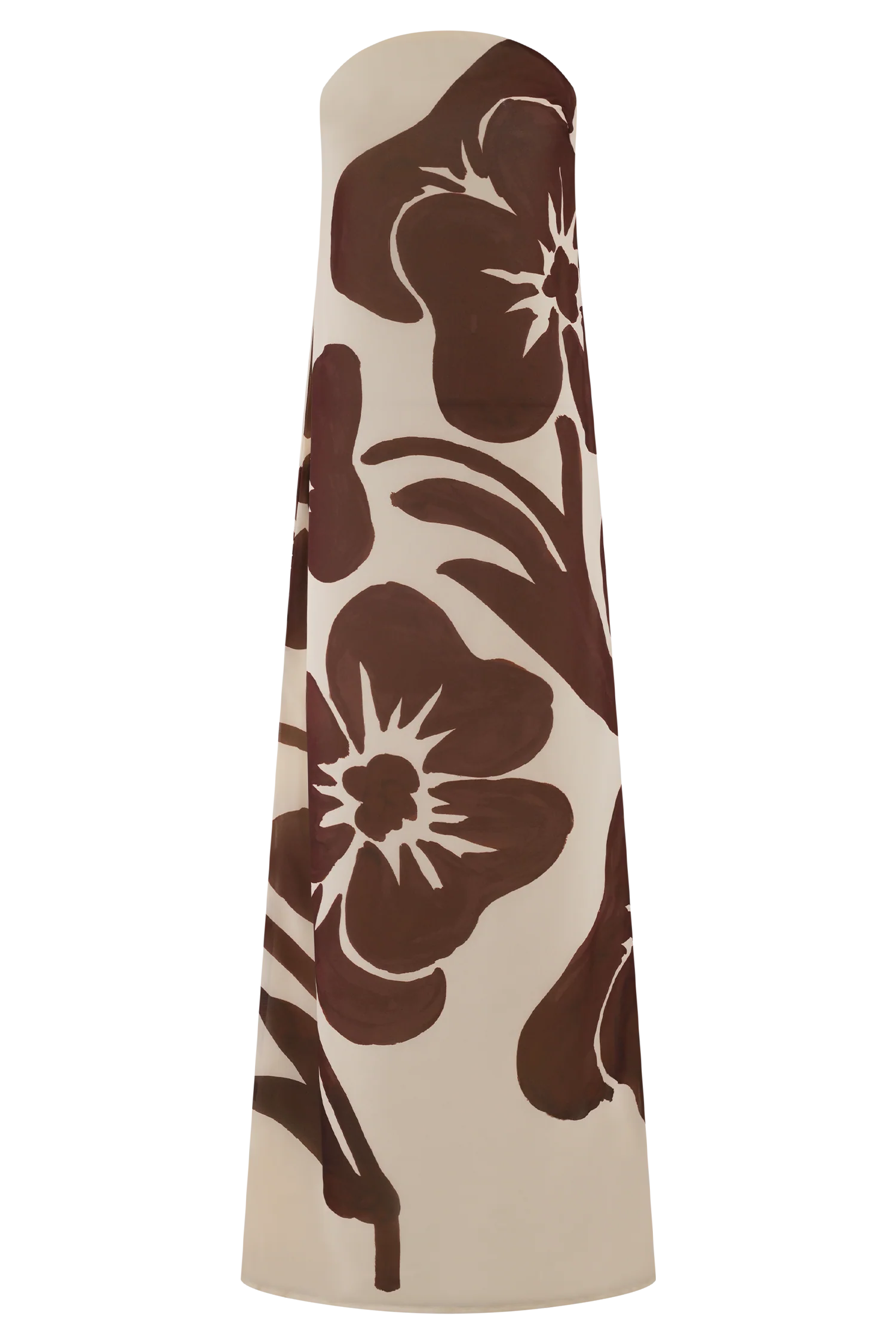 Amaya Strapless Chiffon Maxi Dress - Brown Deco Fleur Print - Image 7