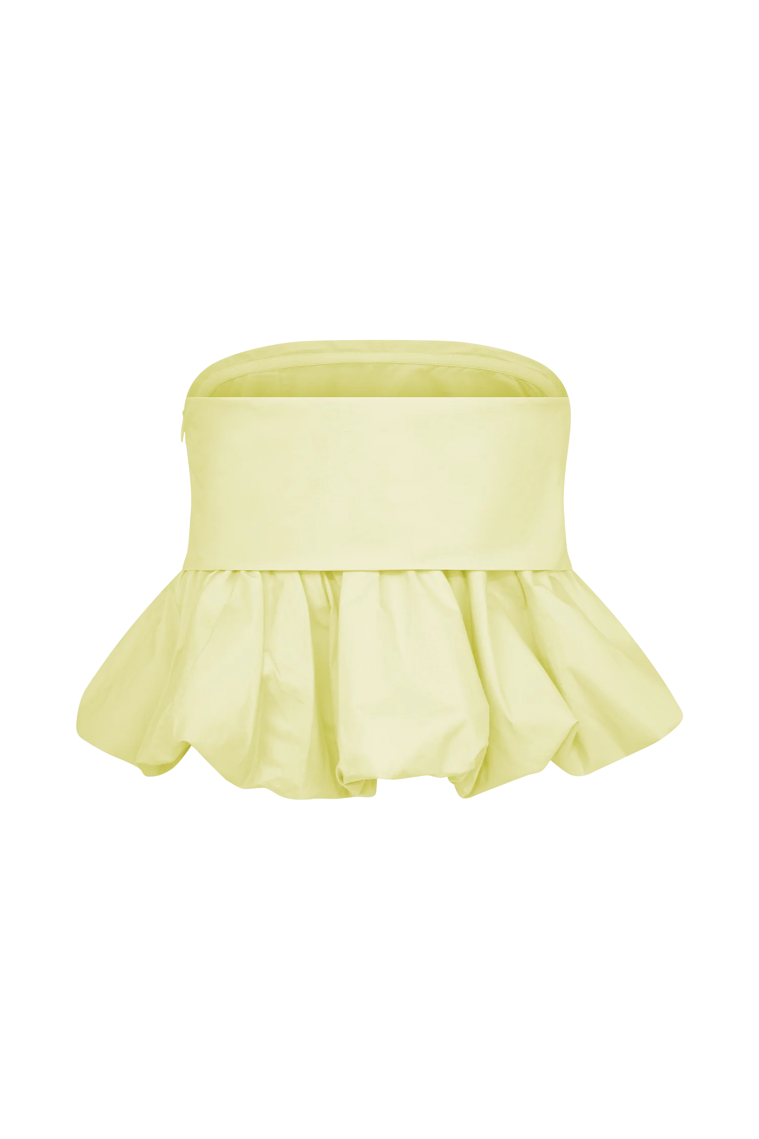 Amirah Strapless Bubble Crop Top - Lemon - Image 8