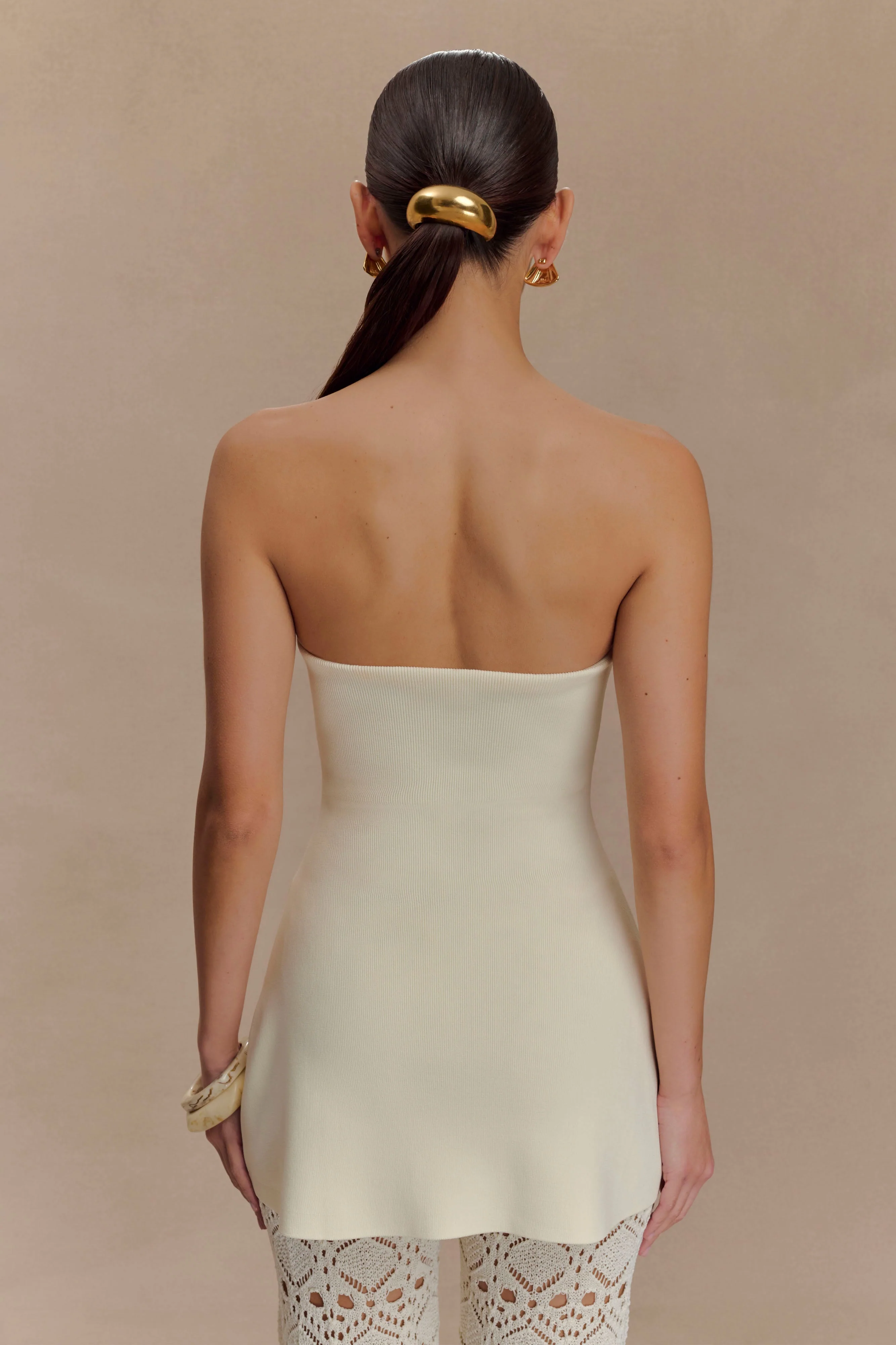 Anette Bandage Knit Strapless Top - Ivory - Image 2