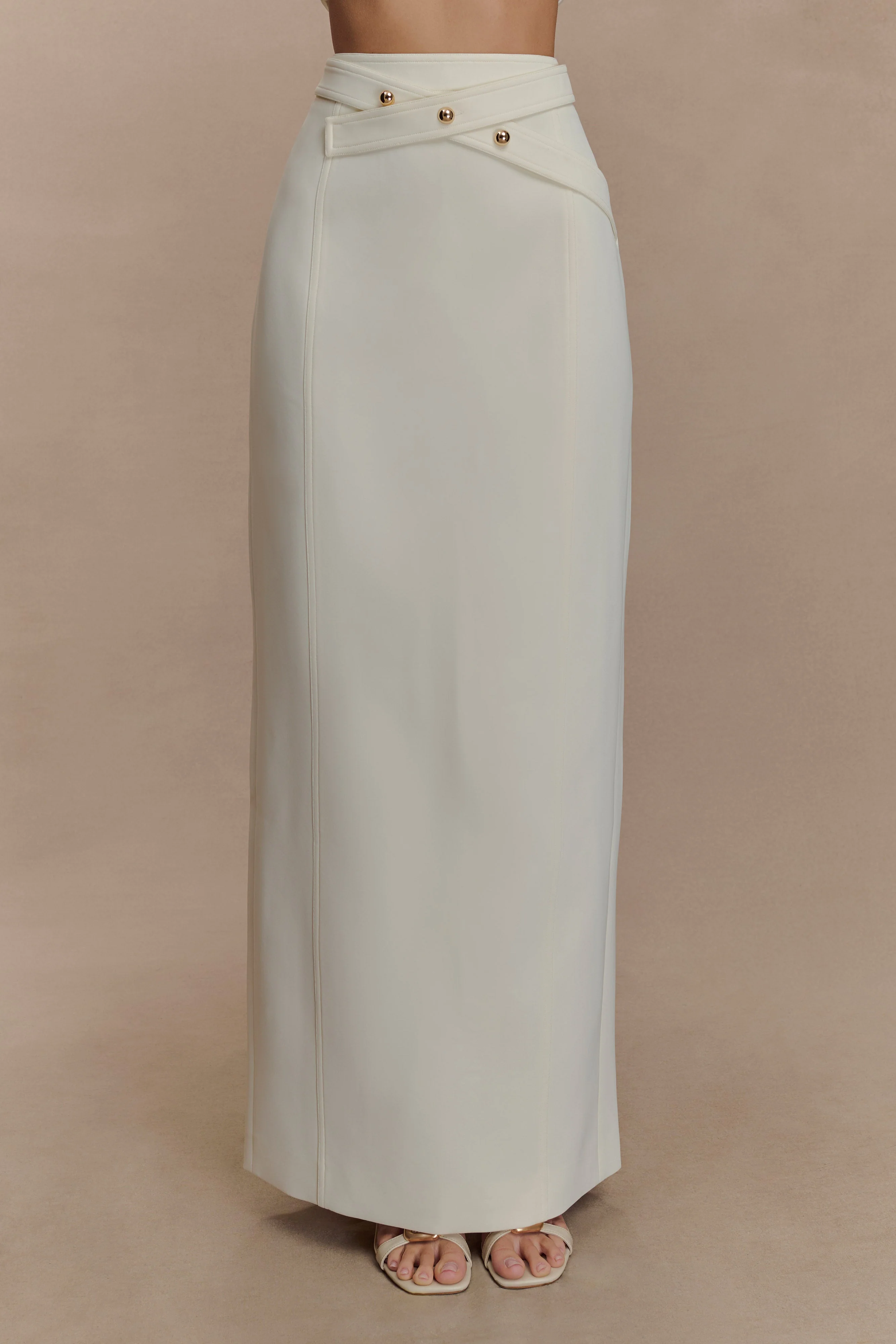 Angelie Suiting Maxi Skirt - Ivory - Image 2