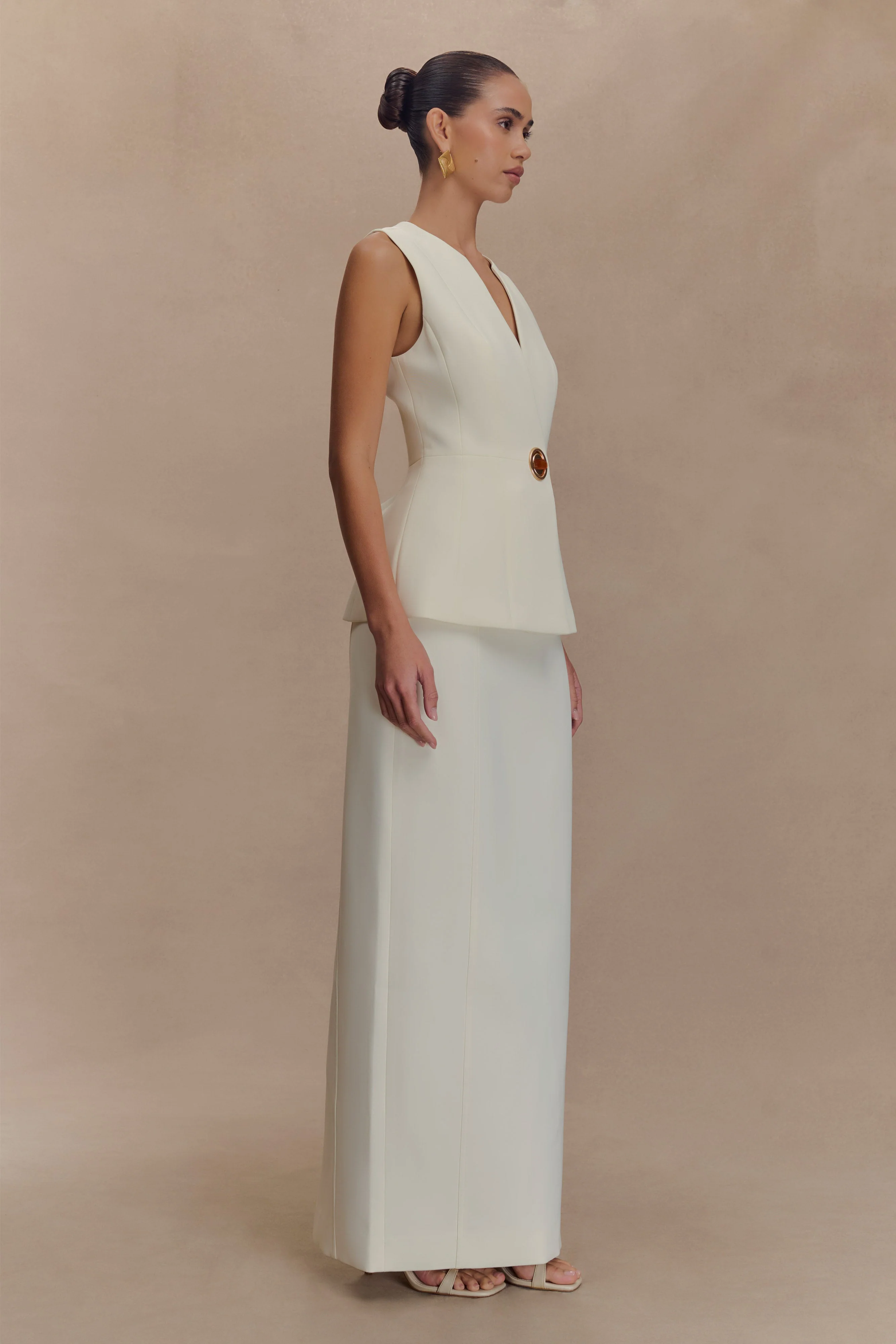 Angelie Suiting Vest Top - Ivory - Image 4