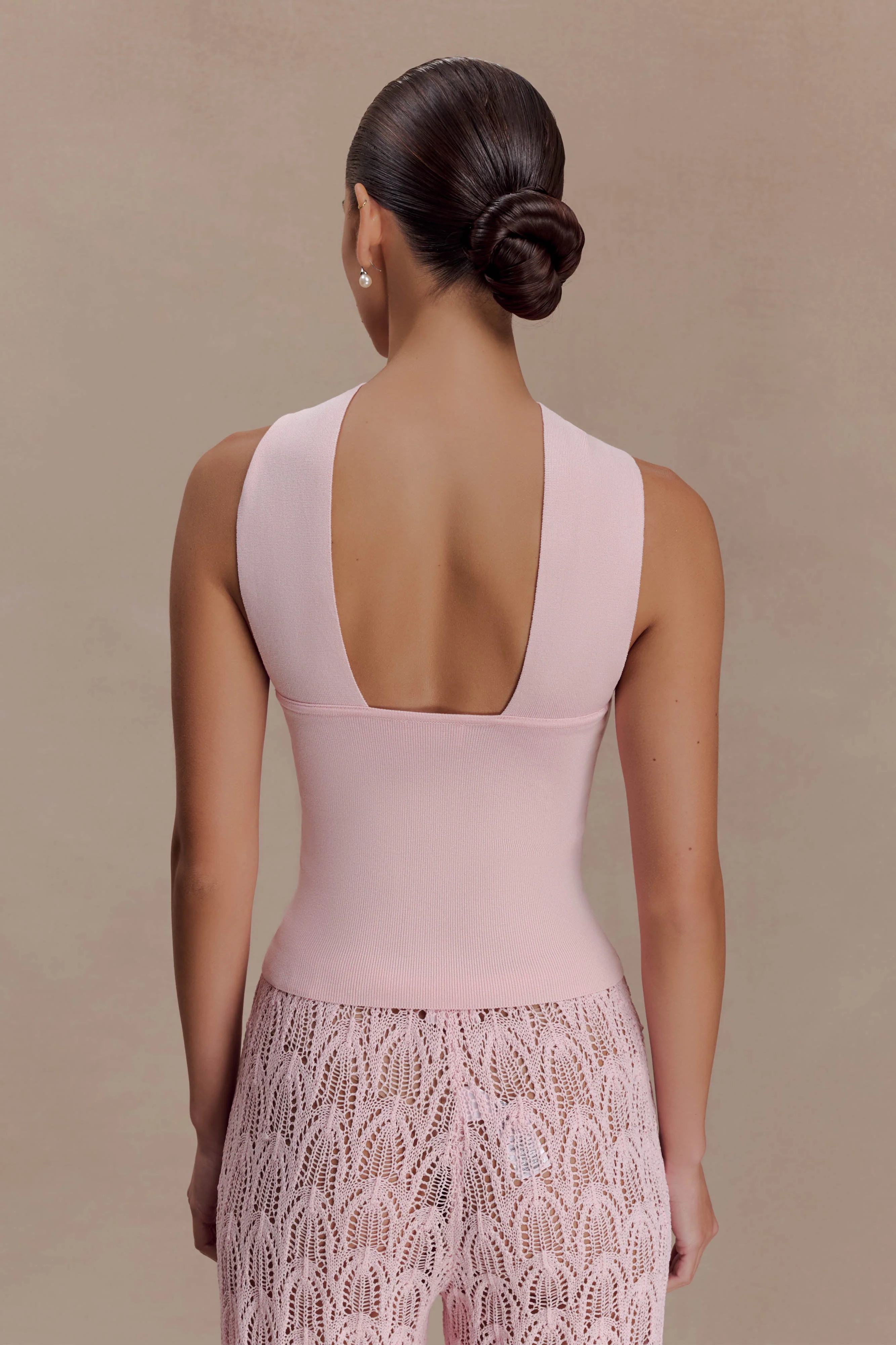 Angelika Twist Front Knit Top - Baby Pink - Image 2