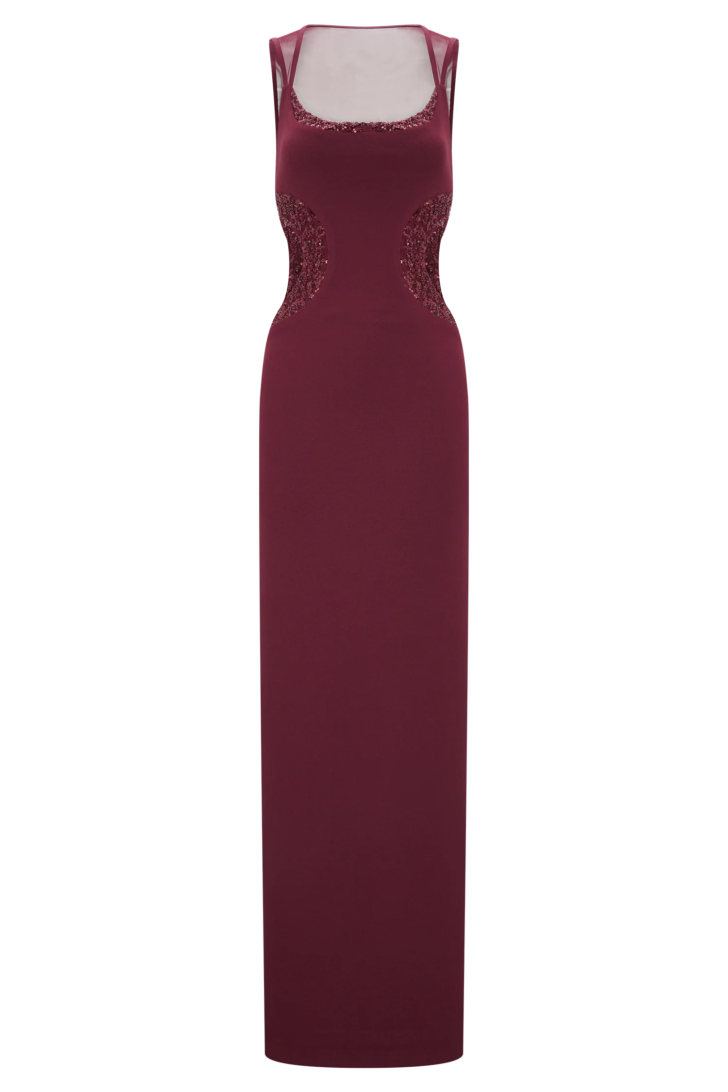 Angelique Beaded Crepe Maxi Dress - Wine - Image 8