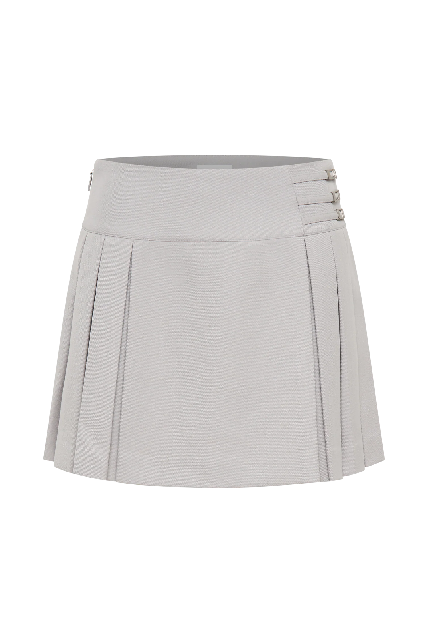 Angie Pleated Buckle Mini Skirt - Grey - Image 11
