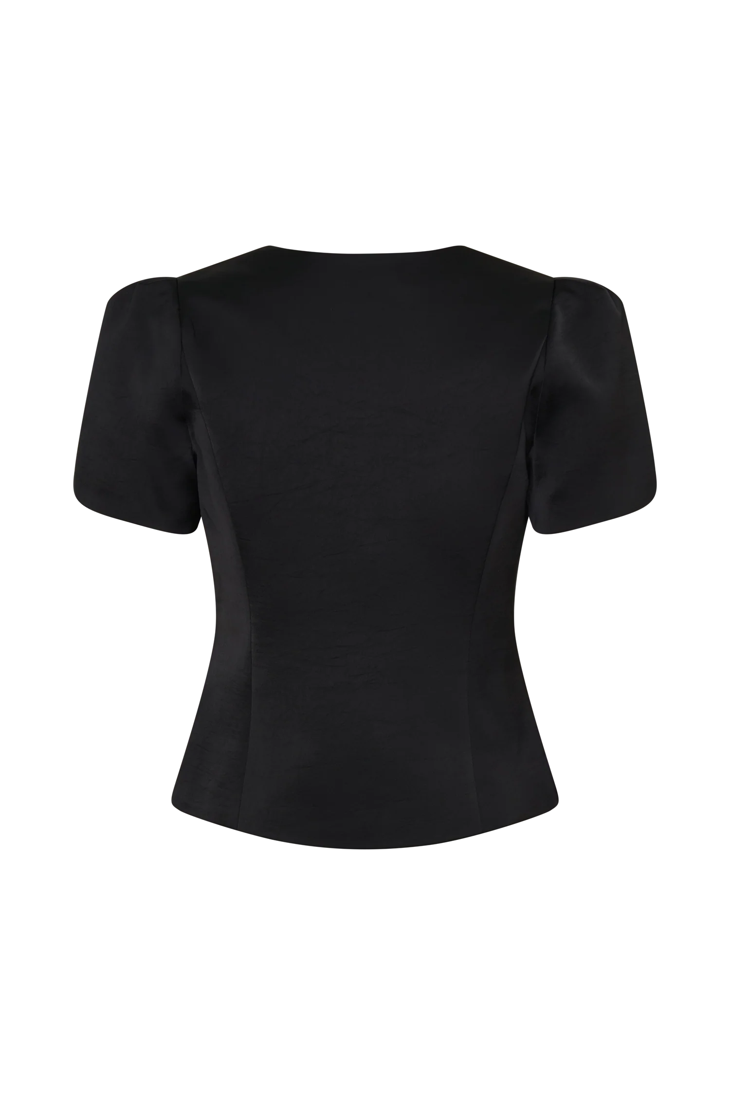 Anne Short Sleeve Satin Top - Black - Image 10