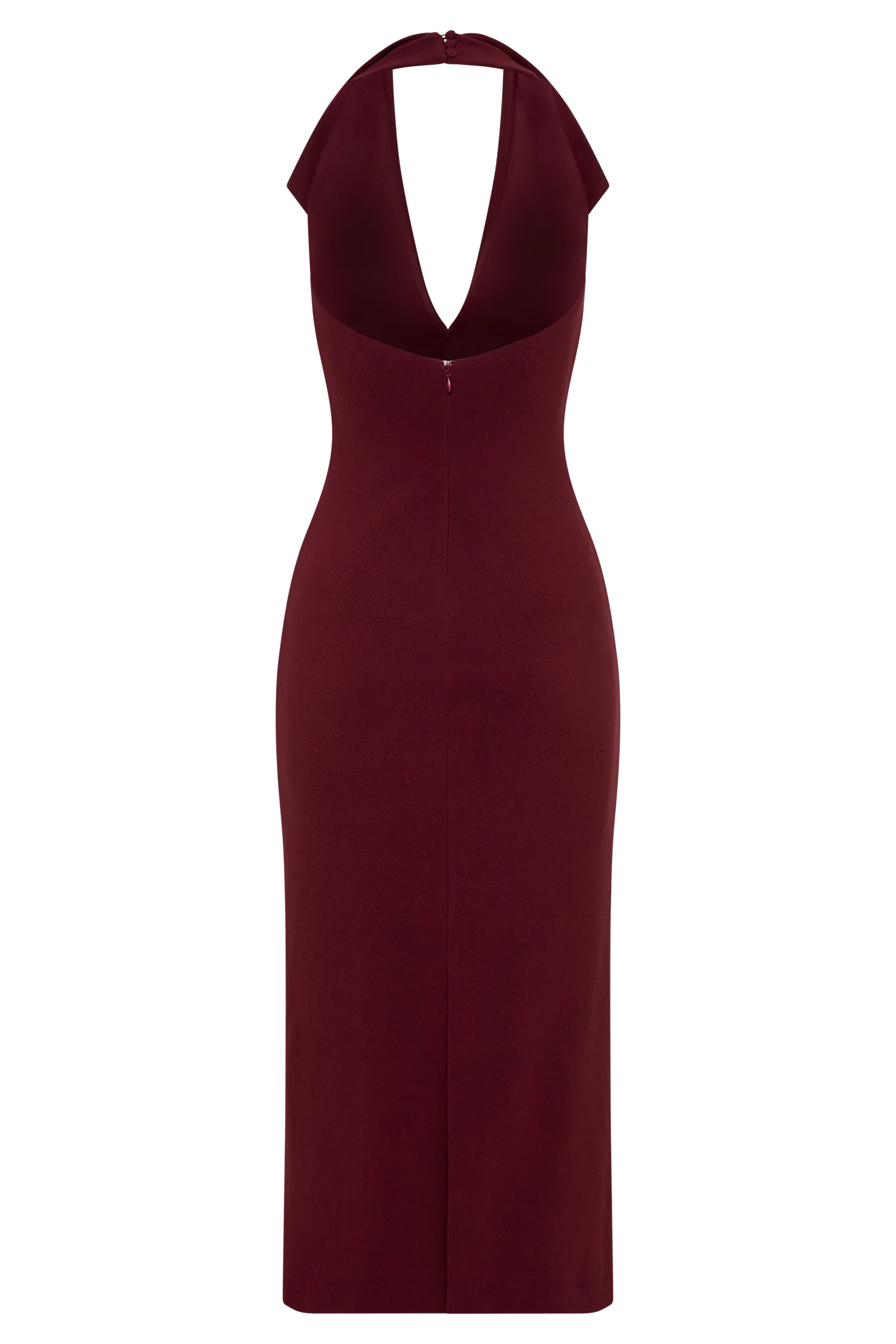 Annita Crepe Halter Midi Dress - Merlot - Image 6