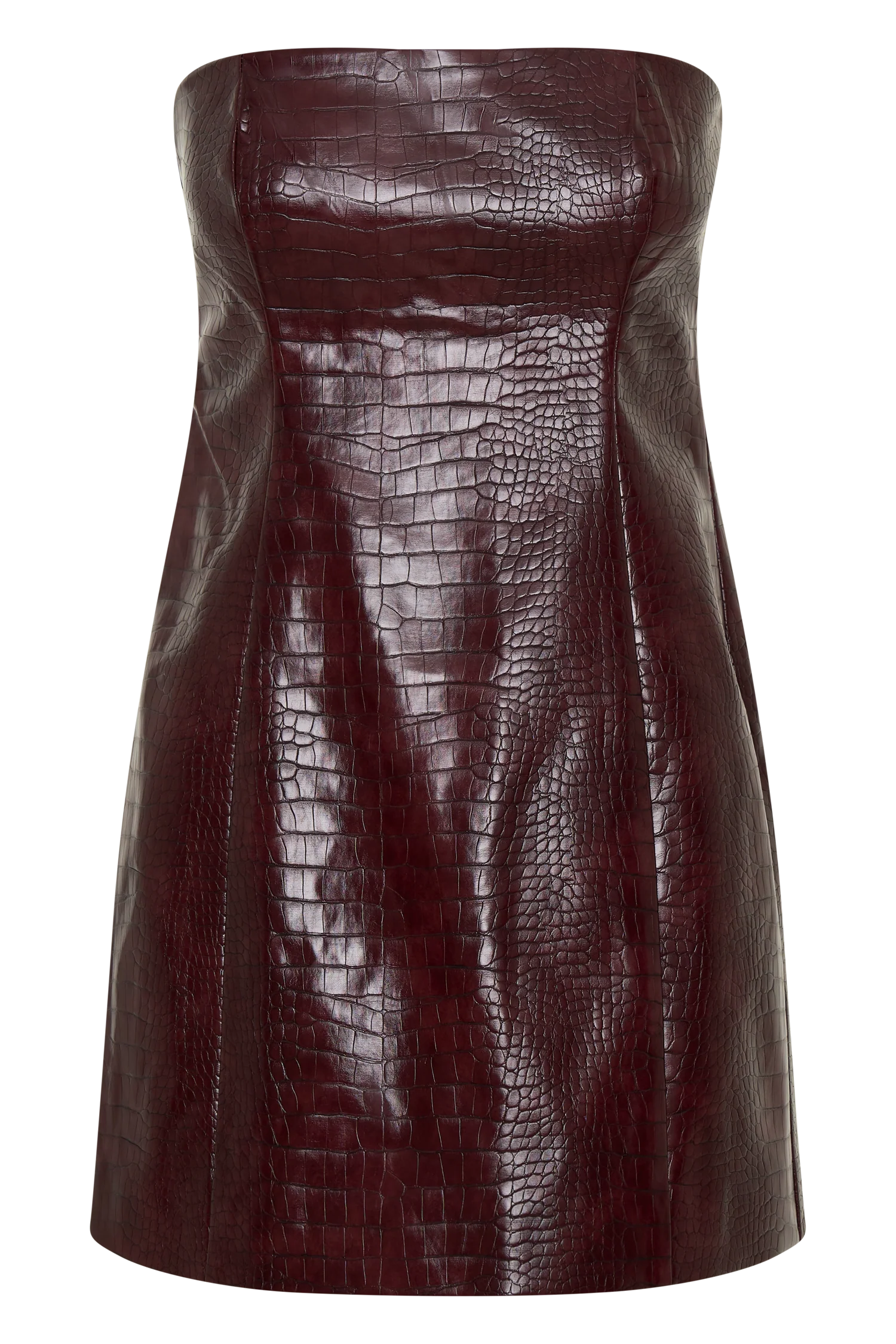 Anouk Faux Leather Strapless Mini Dress - Merlot - Image 6