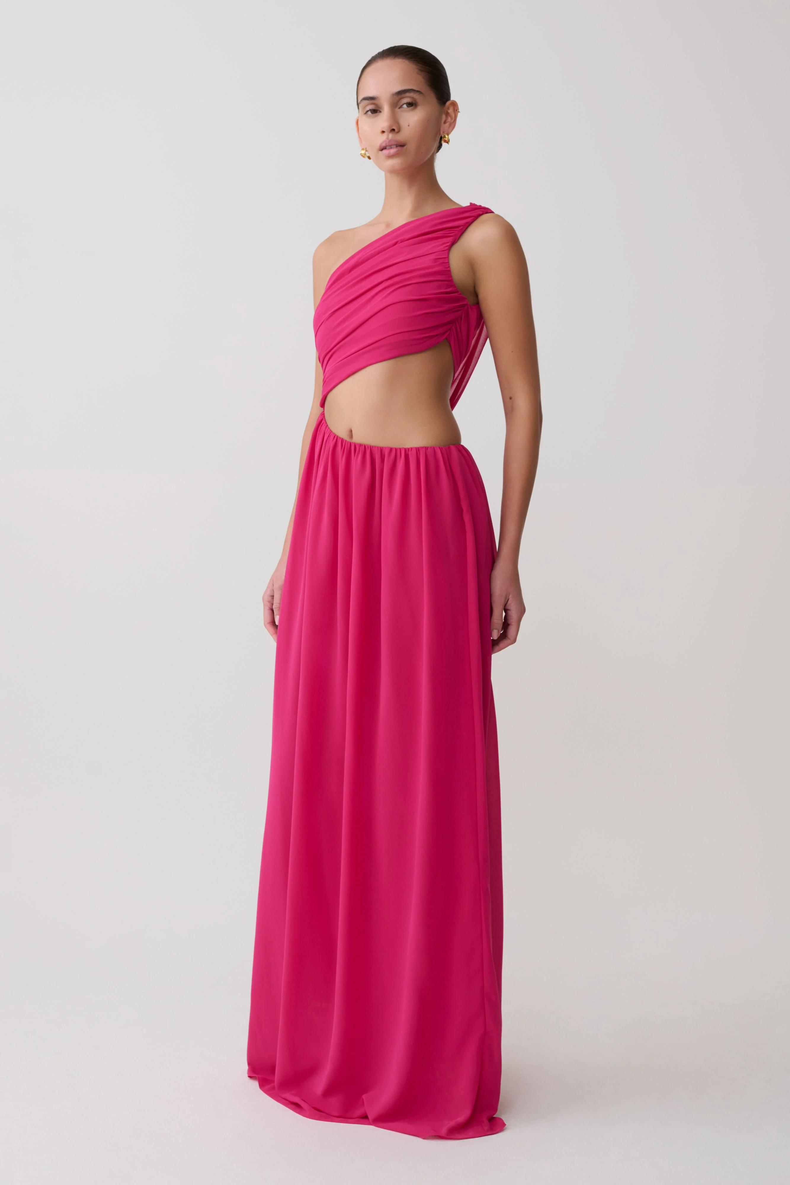 Aria Chiffon Cut Out Maxi Dress - Fuchsia - Image 3