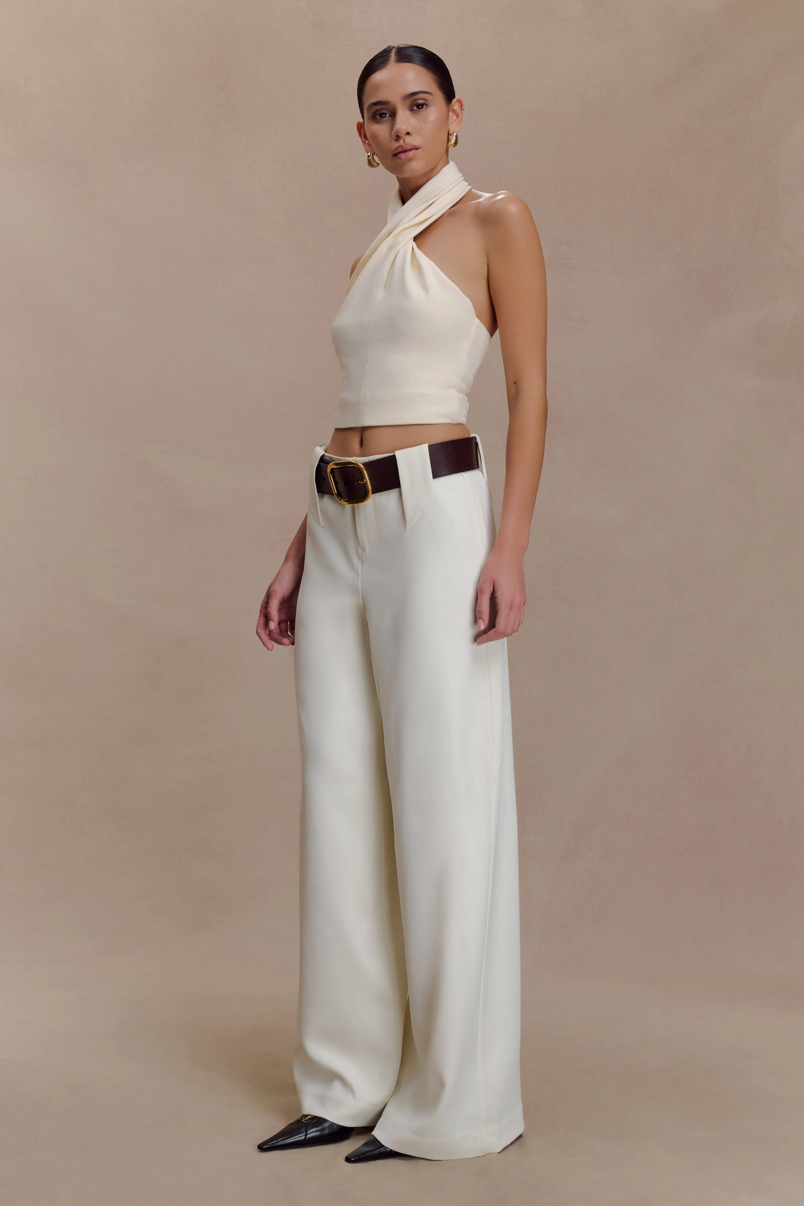 Arlo Wide Leg Suiting Trouser - Ivory - Image 3