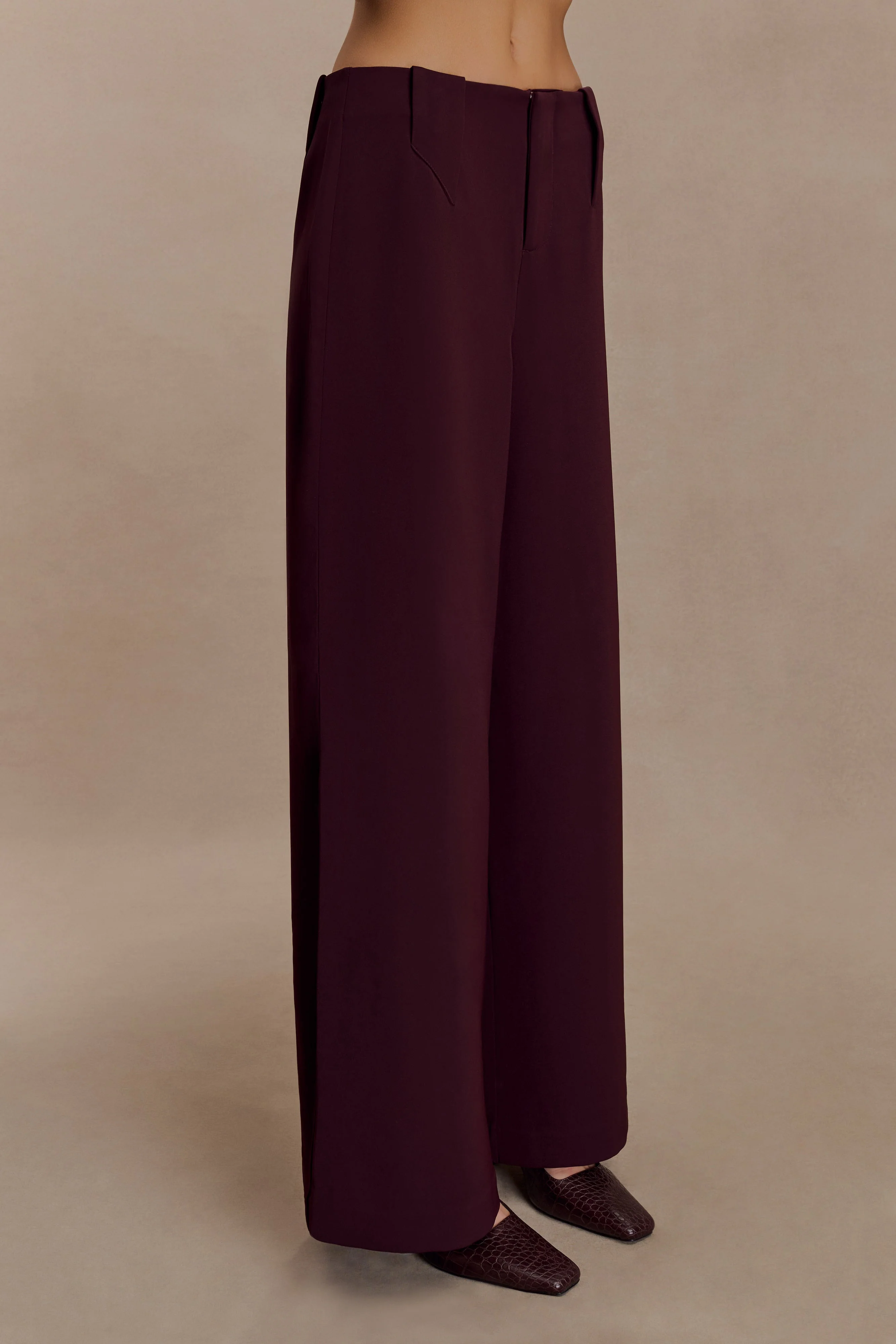Arlo Wide Leg Suiting Trouser - Mahogany - Image 5