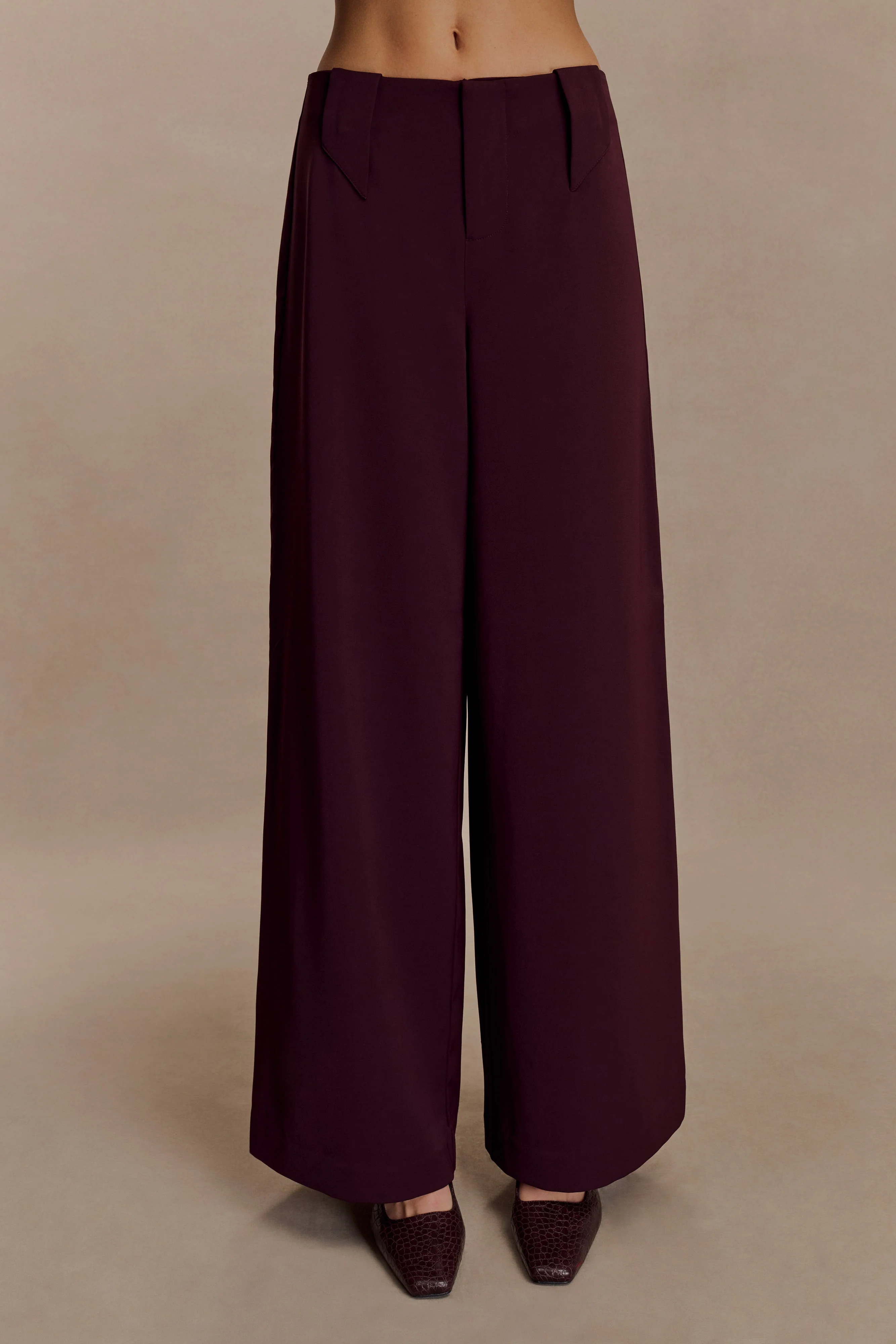 Arlo Wide Leg Suiting Trouser - Mahogany - Image 8
