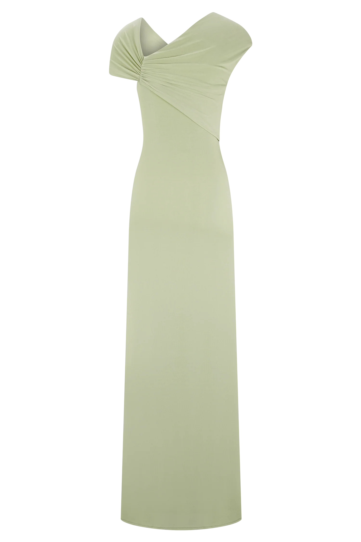 Ashford Asymmetrical Slinky Maxi Dress - Sage - Image 6