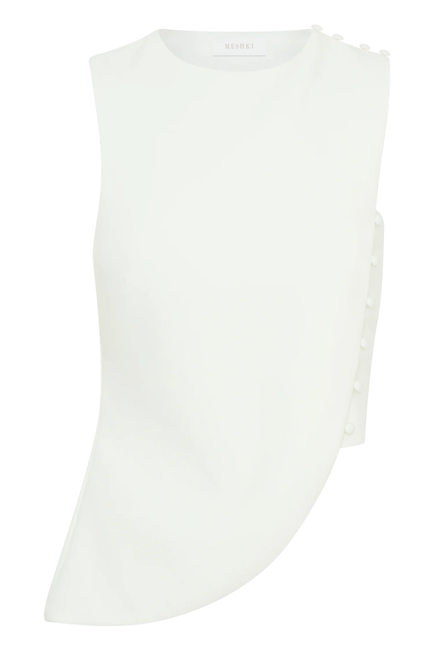 Astrid Asymmetric Sleeveless Suiting Top - White - Image 9