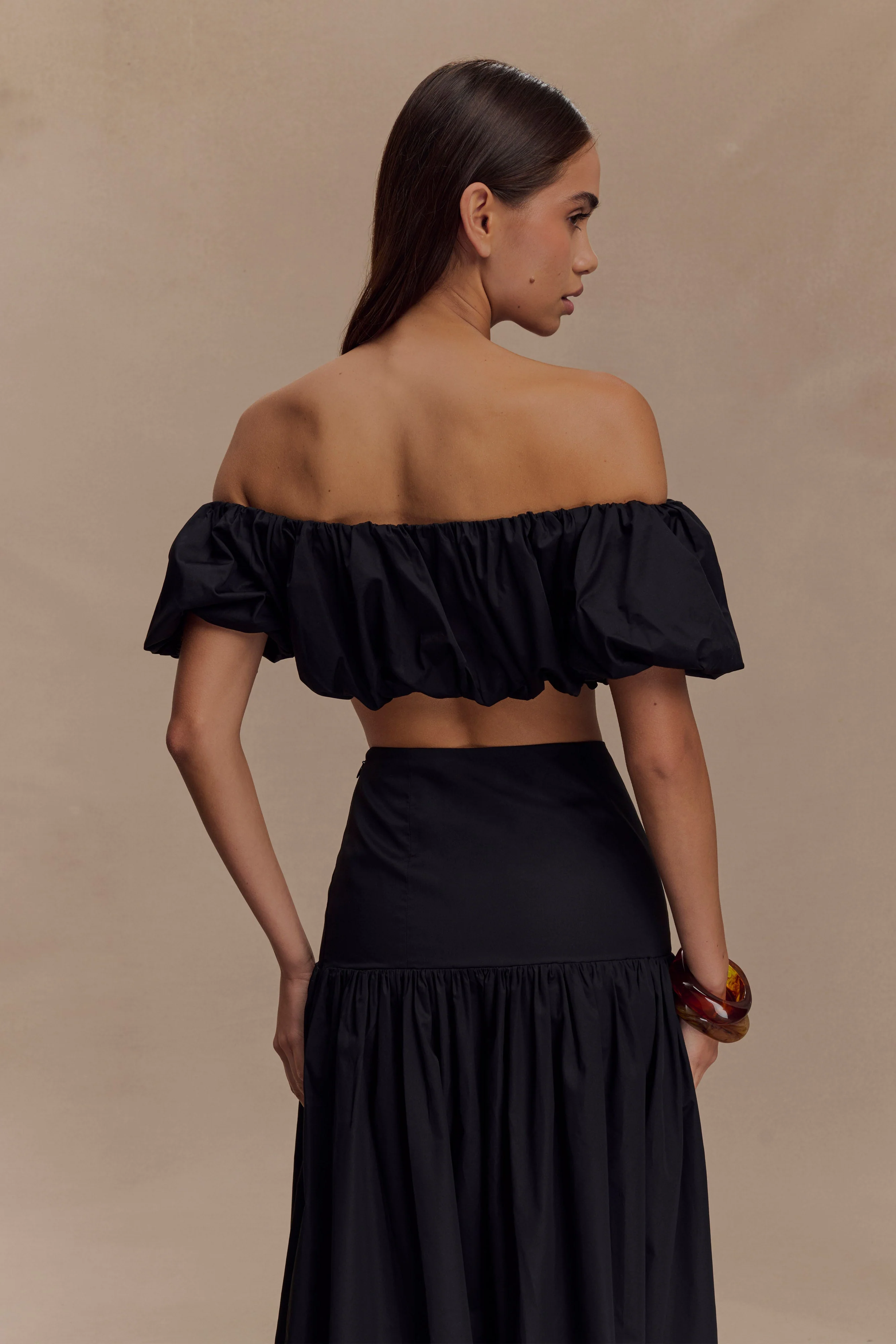 Autumn Off Shoulder Bubble Top - Black - Image 2