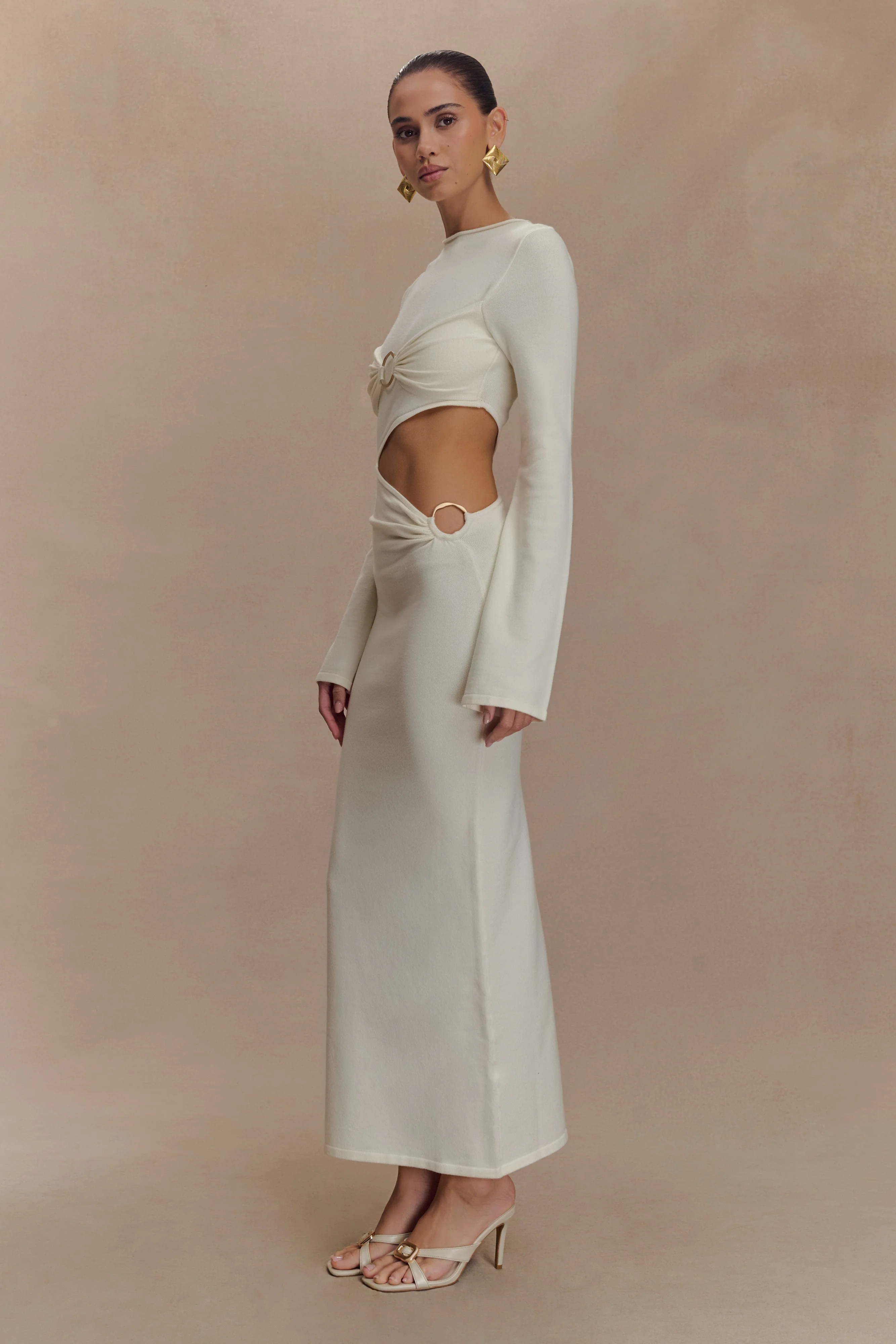 Azariah Long Sleeve Knit Midi Dress - Ivory - Image 4