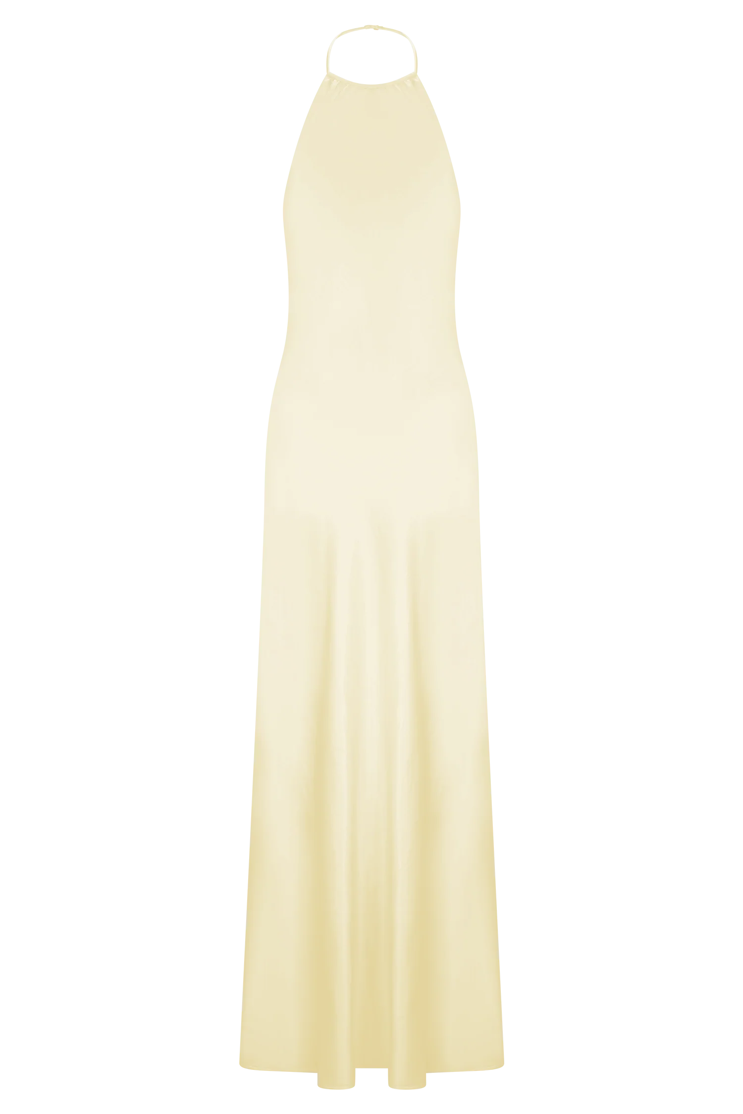Bella Satin Halter Maxi Dress - Lemon - Image 12