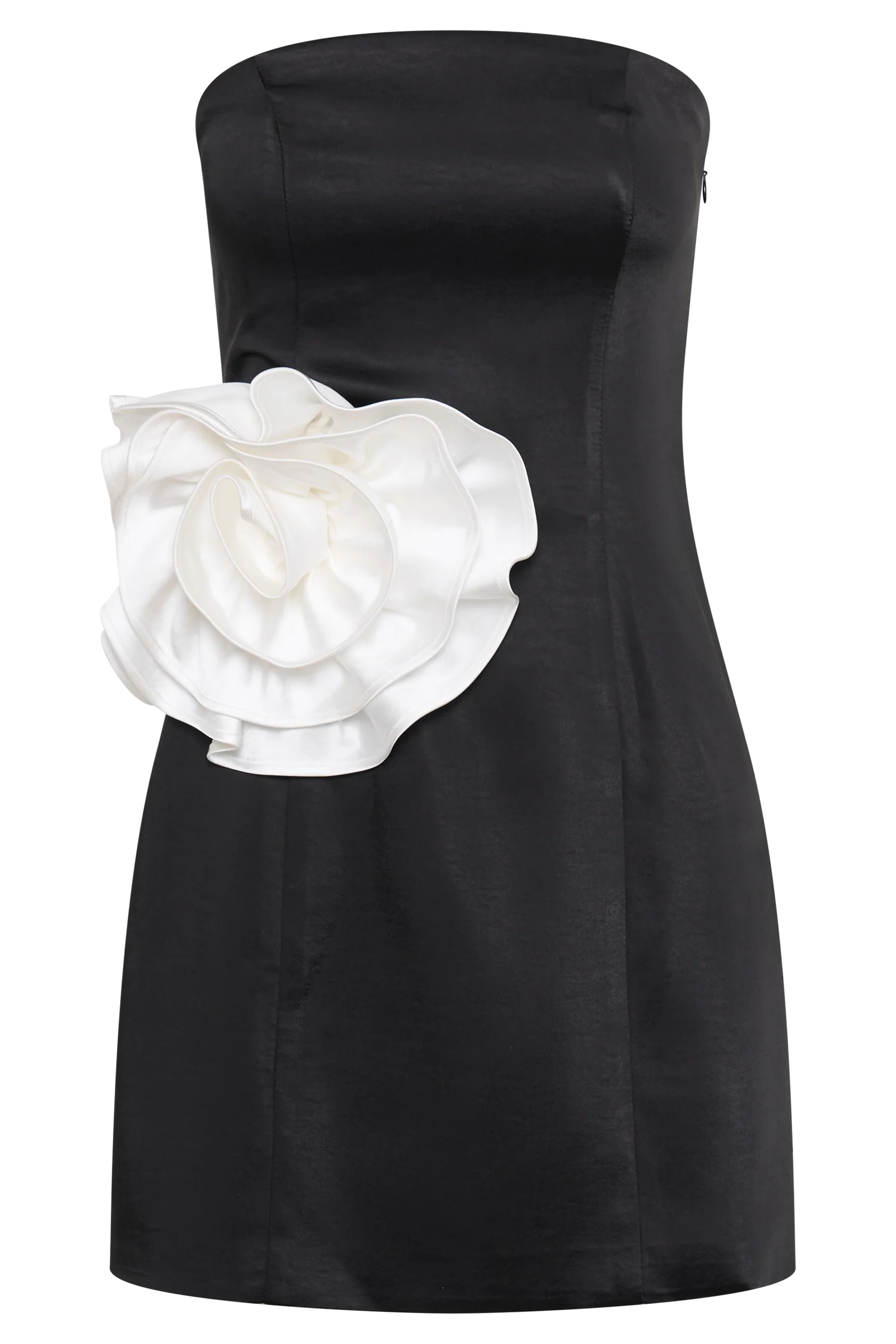 Bernadette Strapless Rose Mini Dress - Black - Image 9
