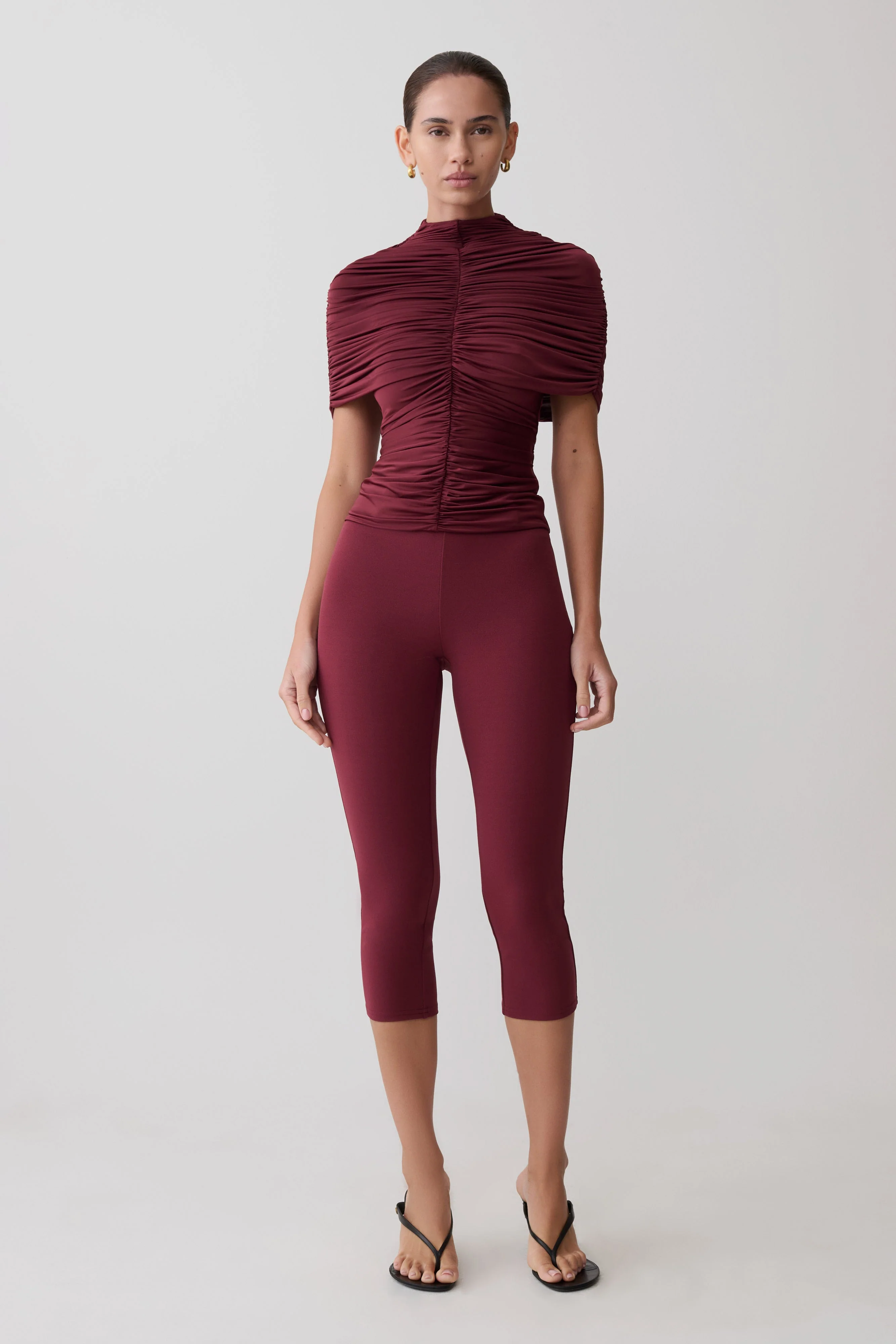 Blanca Stretch Crepe Capri Pants - Mahogany - Image 2
