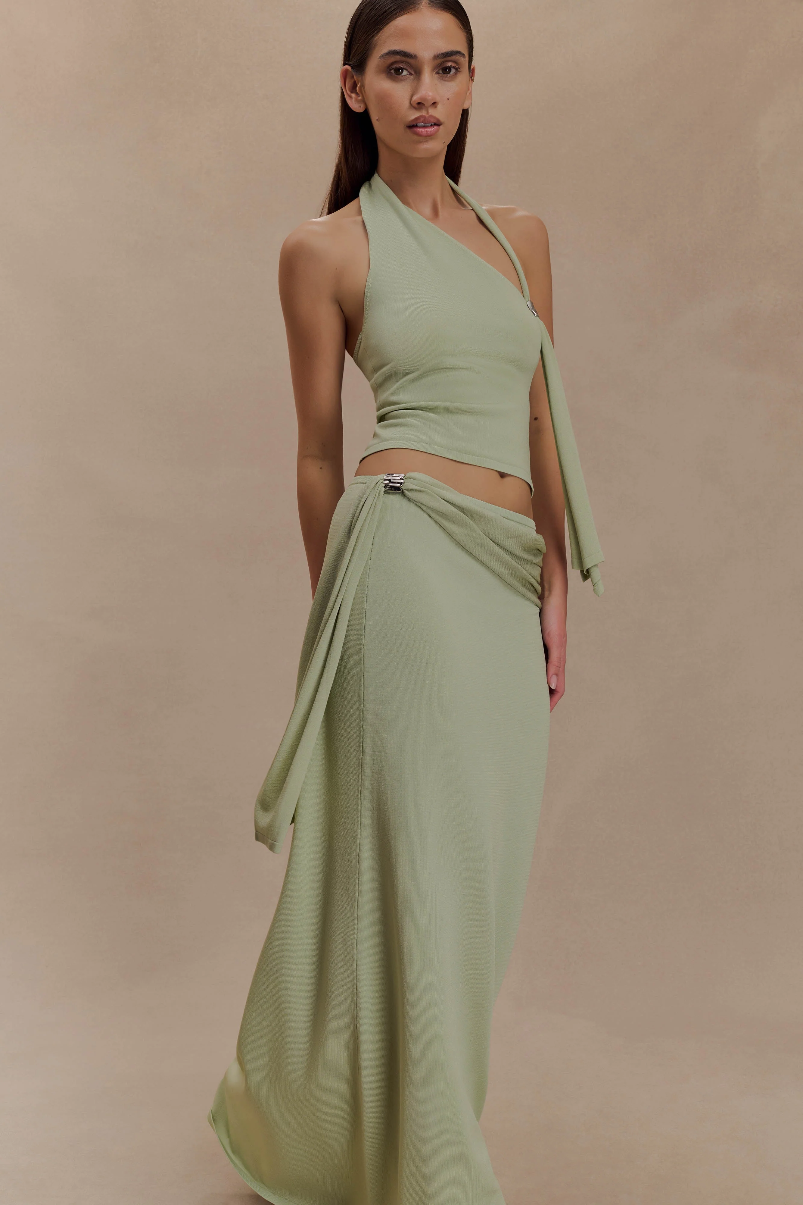 Bowie Low Rise Knit Maxi Skirt - Pastel Green - Image 6