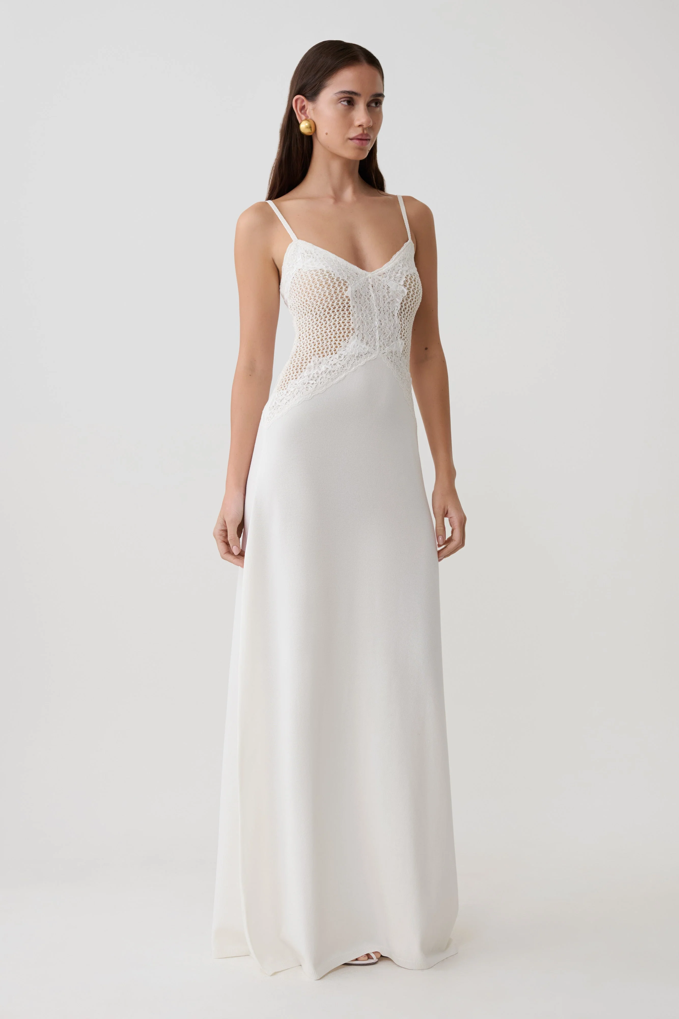 Bray Knit & Lace Maxi Dress - Ivory - Image 4