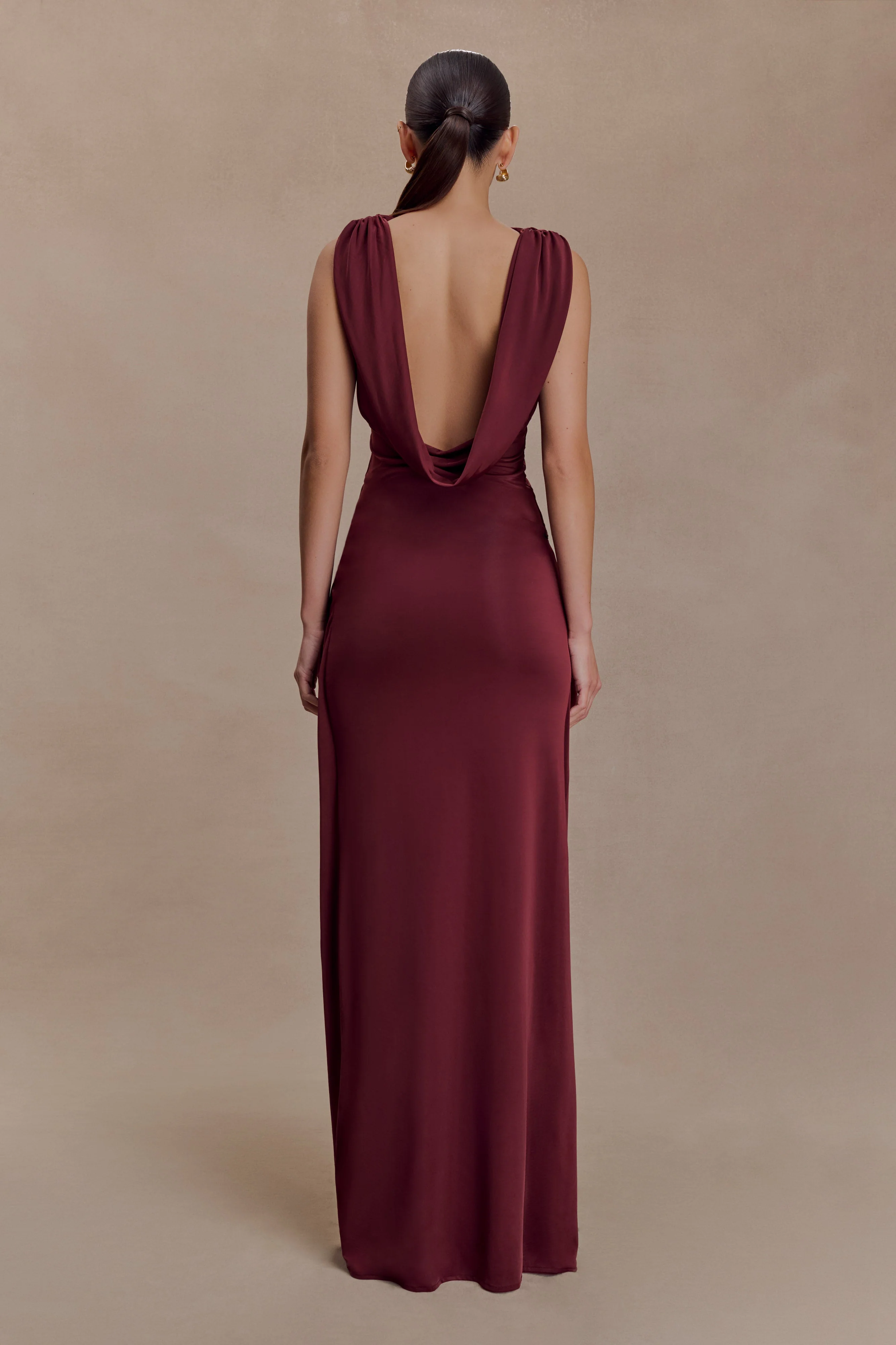 Bridget Slinky Cowl Back Top - Burgundy - Image 6