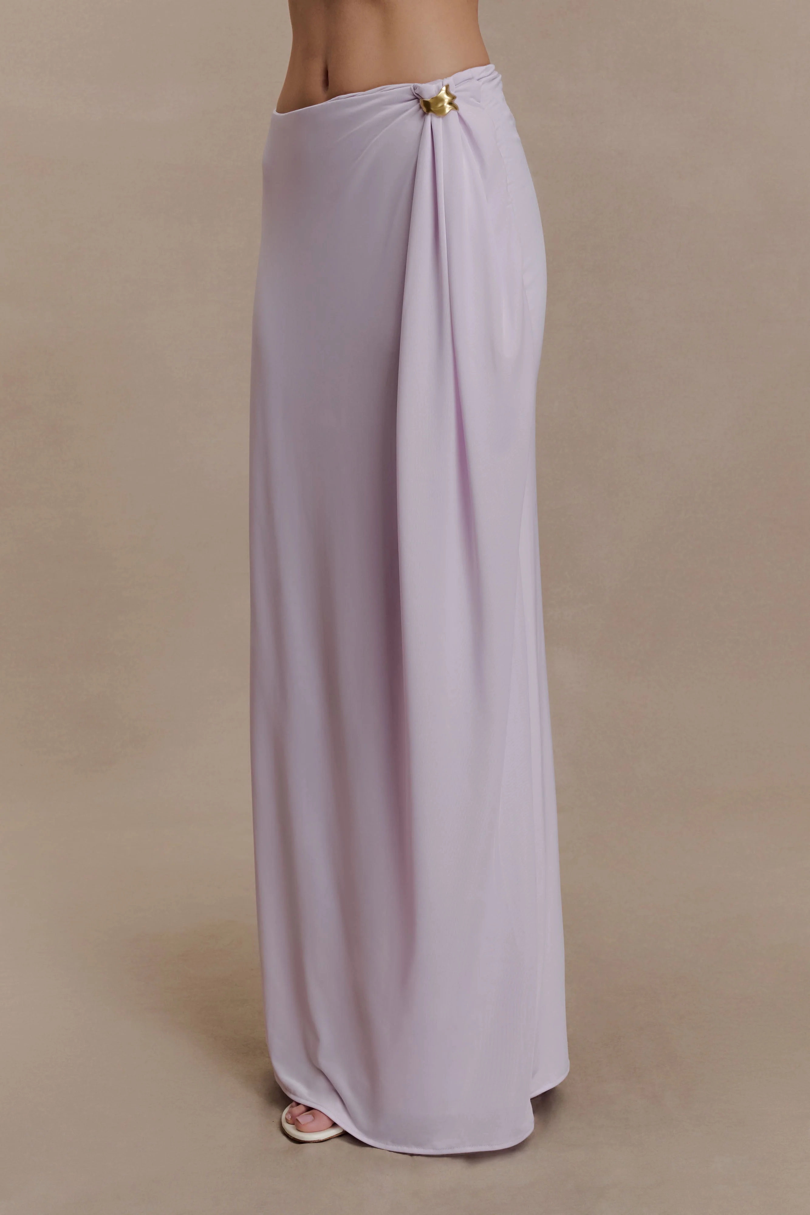 Bridget Slinky Maxi Skirt With Hardware - Dusty Lilac - Image 4