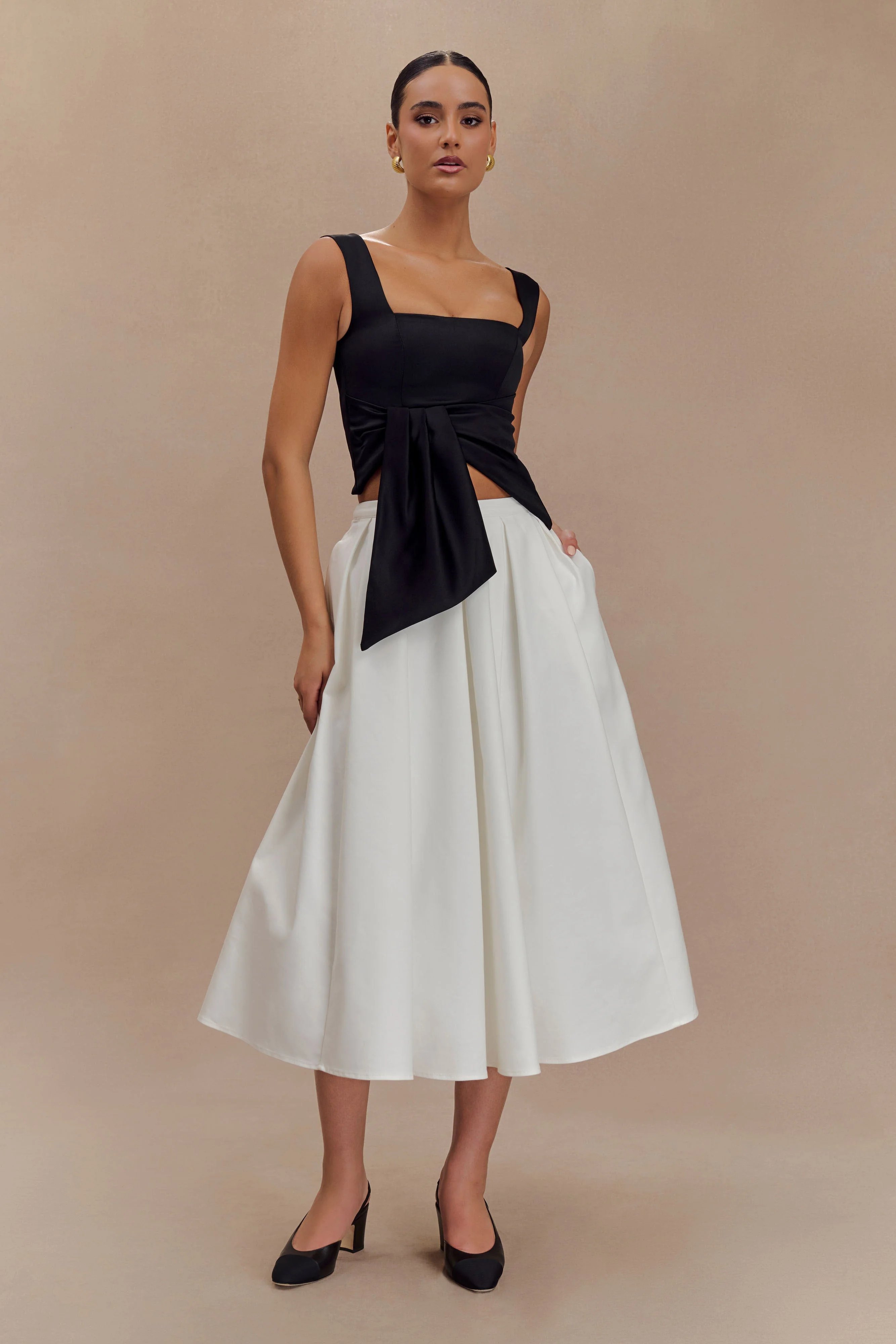 Bryony Satin Structured Sleeveless Top - Black - Image 6