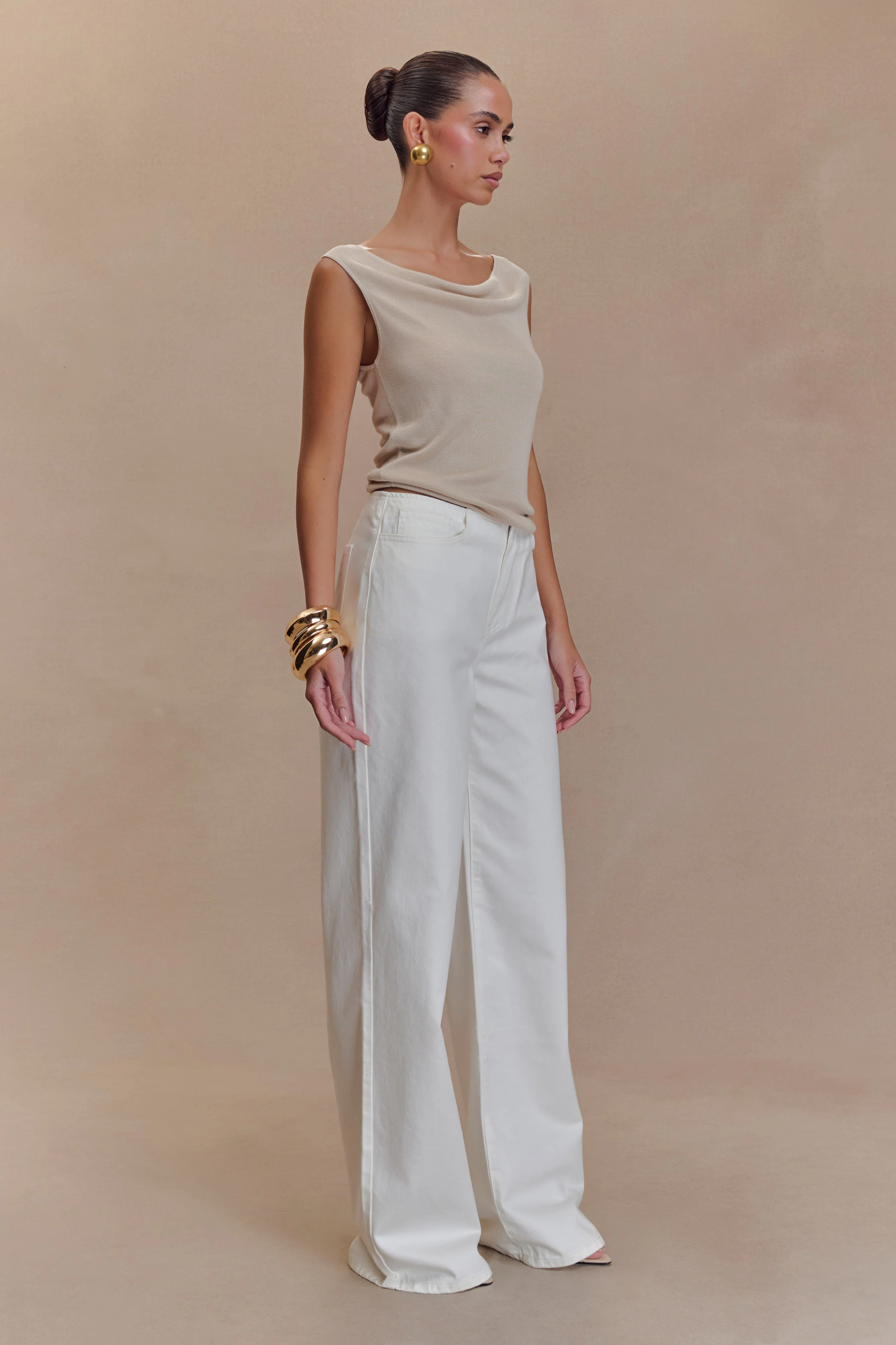 Caitlin Mid Rise Denim Jeans - White - Image 3