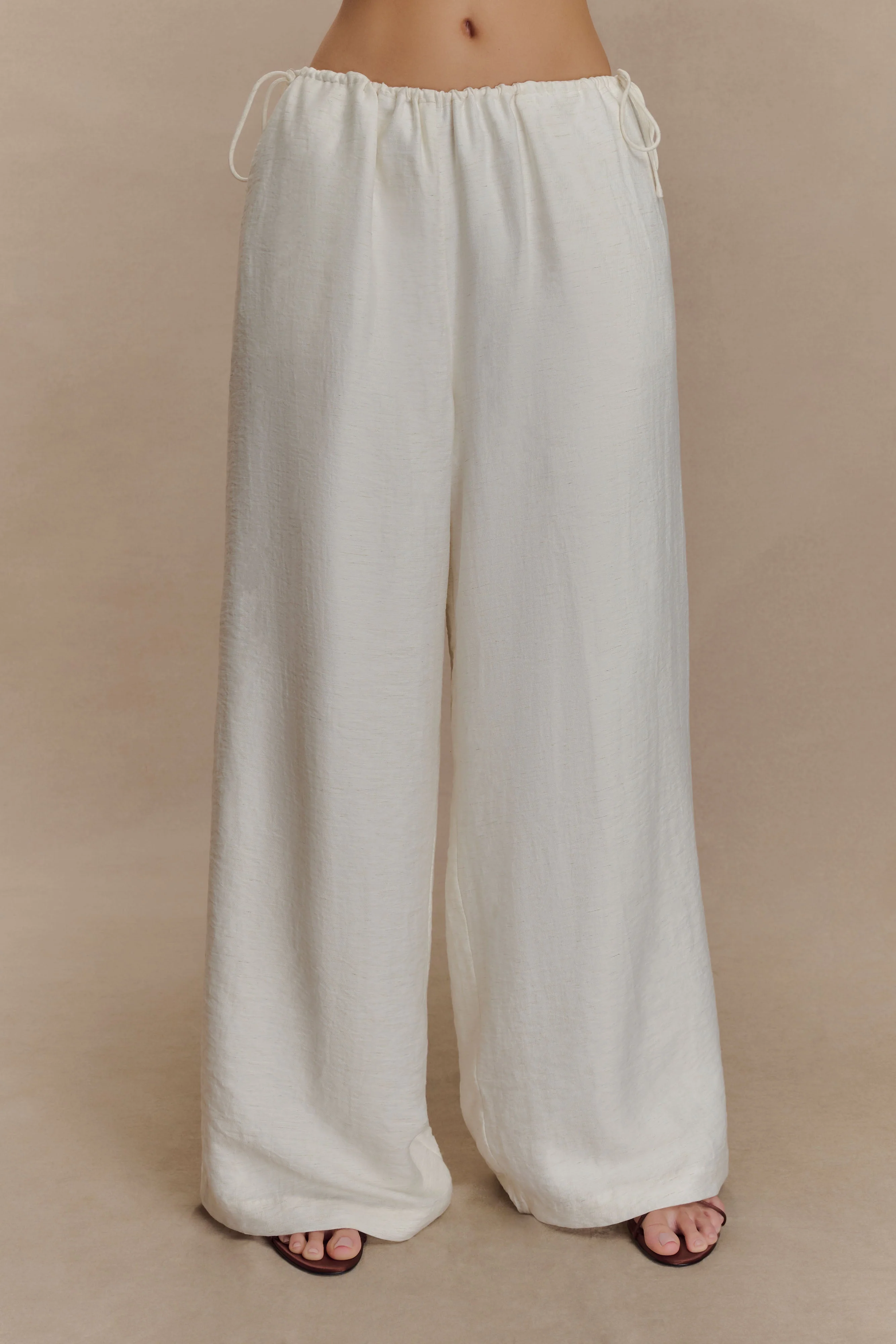 Callum Drawstring Straight Leg Pants - White - Image 5