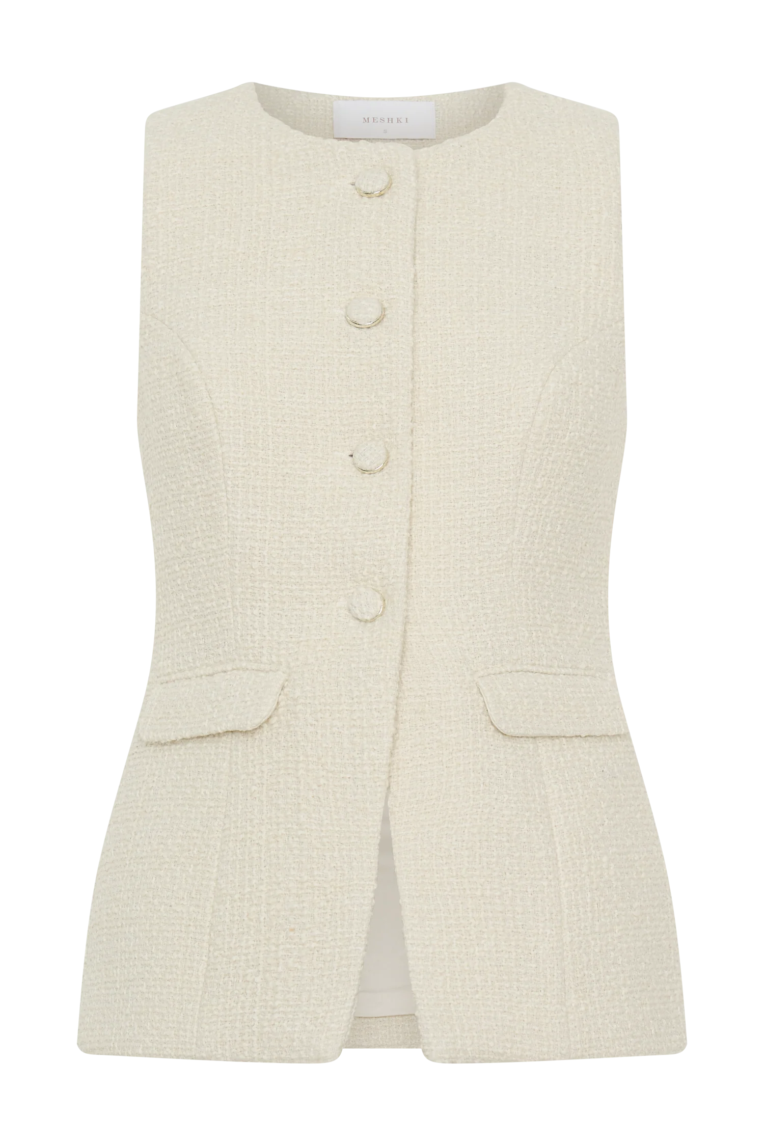 Camilla Boucle Sleeveless Vest - Ivory - Image 7