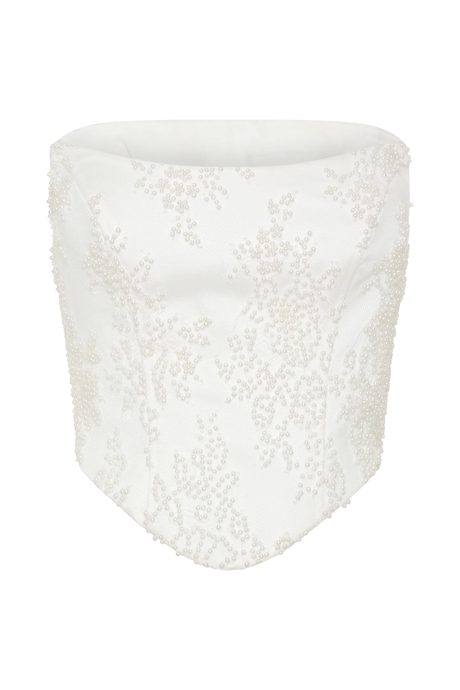 Camille Beaded Satin And Lace Corset Top - Ivory - Image 6