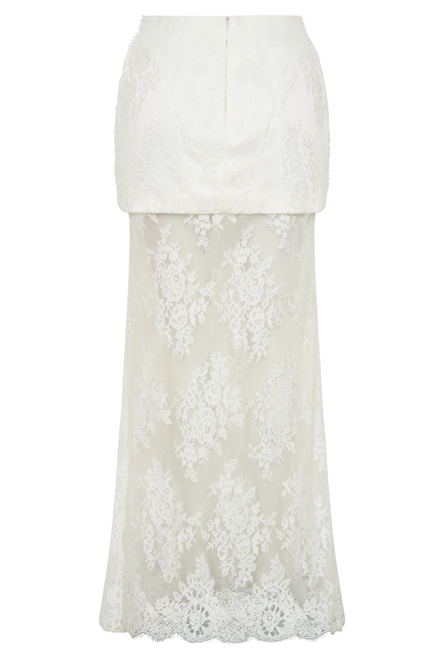 Camille Beaded Satin And Lace Maxi Skirt - Ivory - Image 7