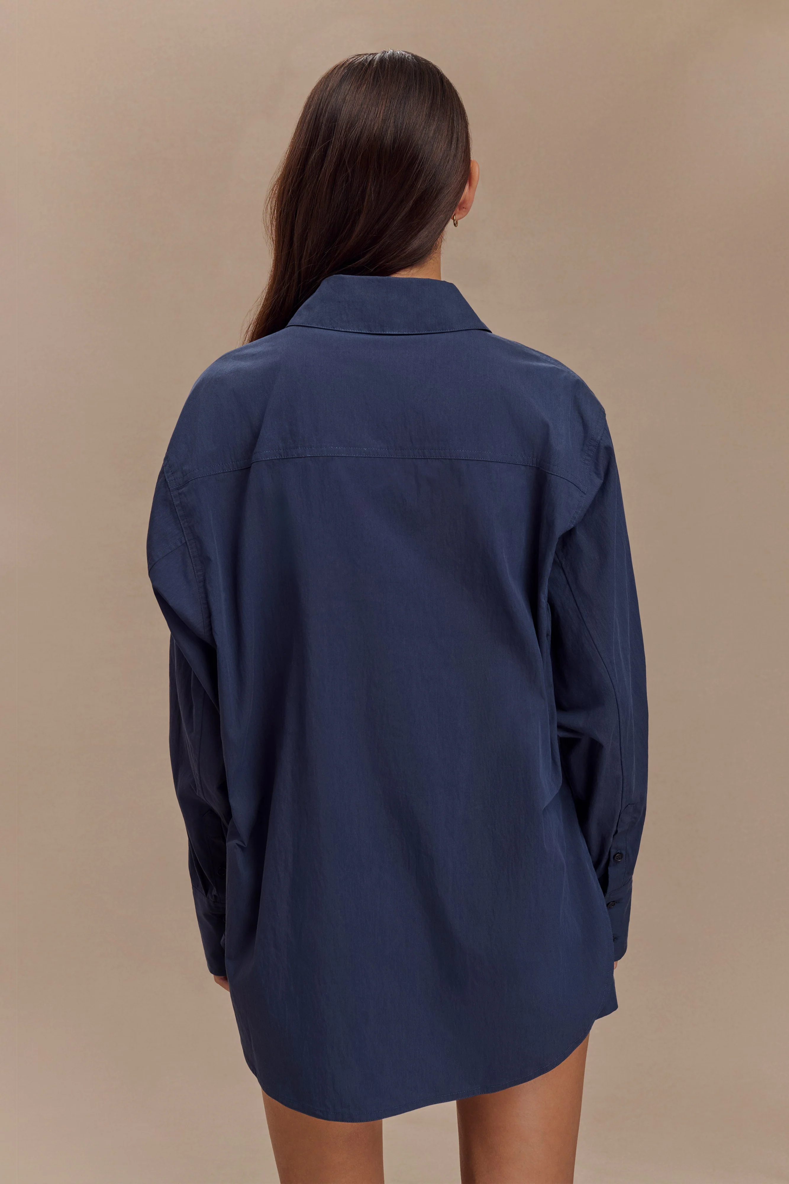 Campbell Cotton Oversized Shirt - Navy - Image 3