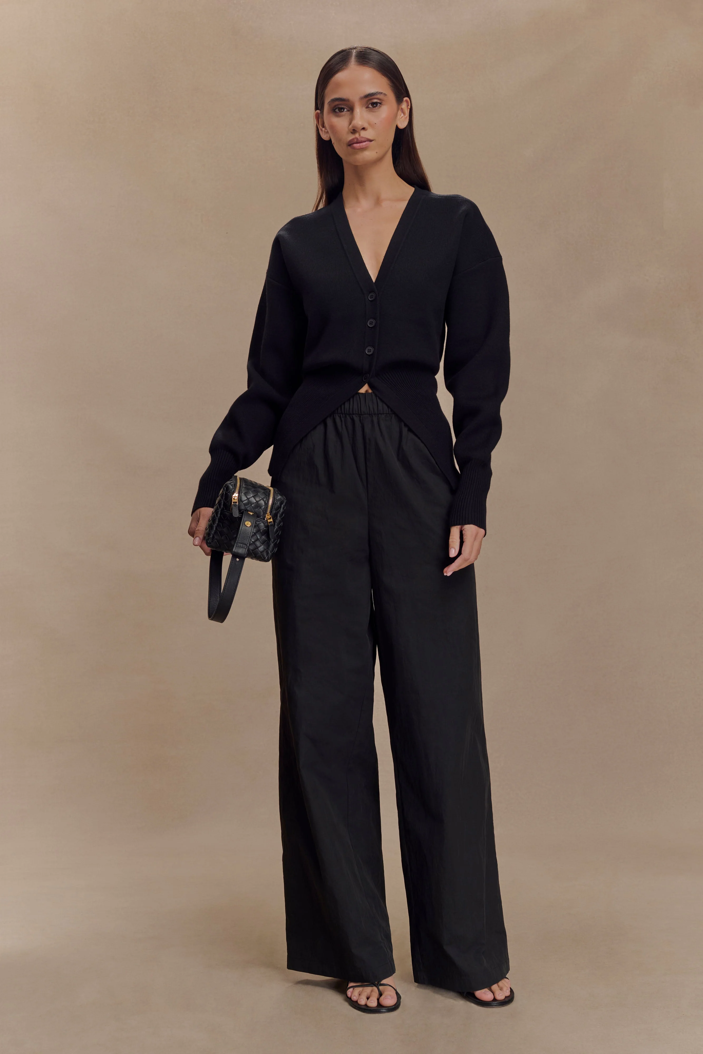 Campbell Cotton Wide Leg Pants - Black - Image 3