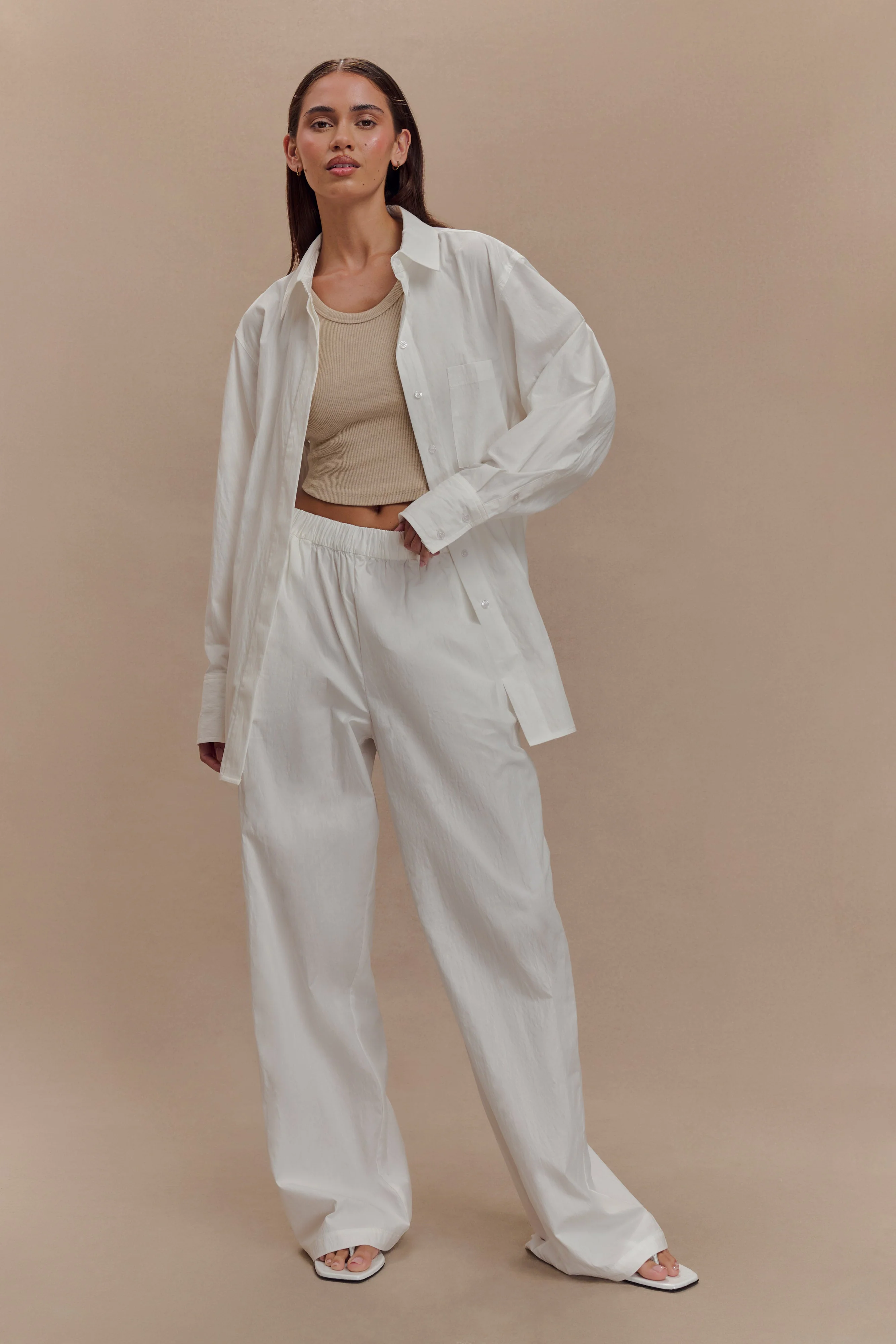 Campbell Cotton Wide Leg Pants - White - Image 5