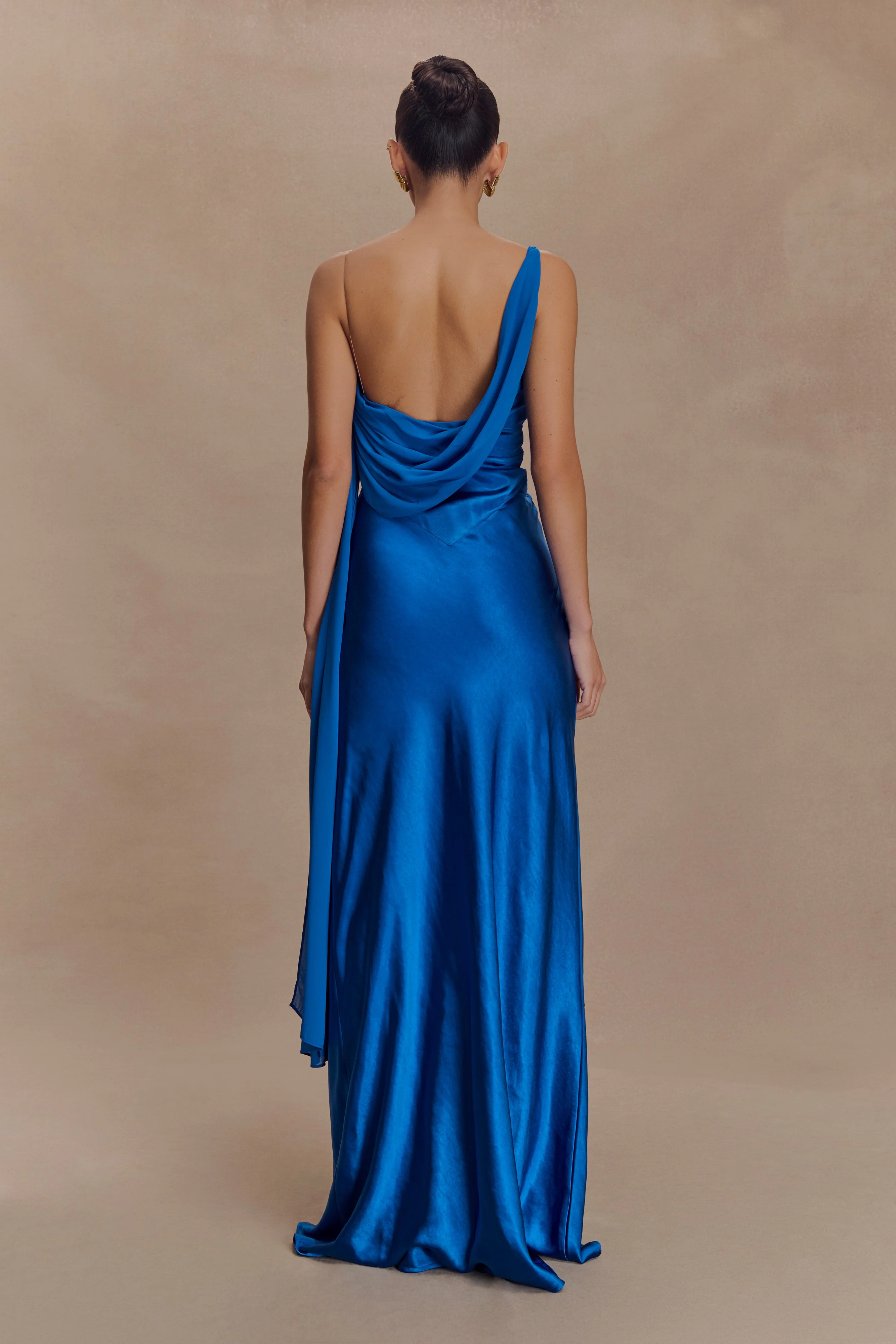 Carah Satin And Chiffon Maxi Dress - Cobalt - Image 2