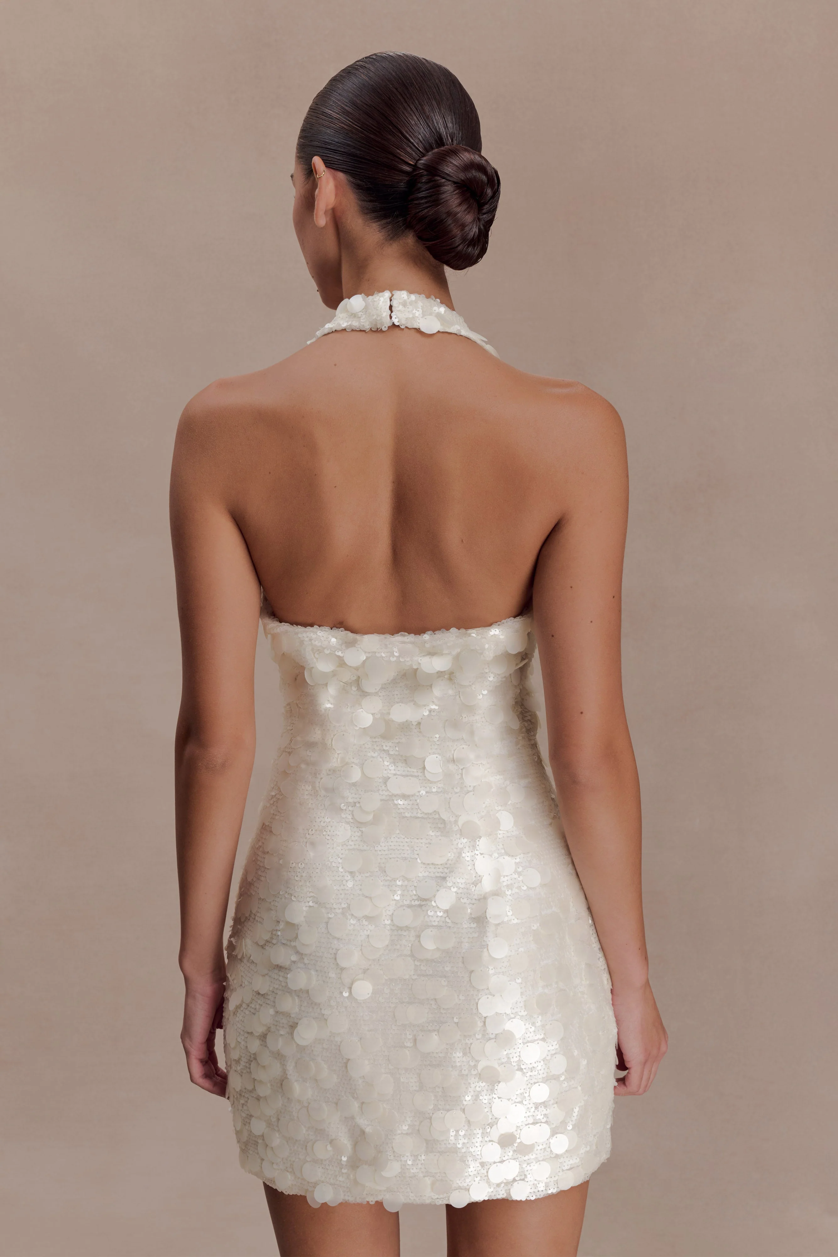 Caralee Sequin Halter Mini Dress - Ivory - Image 2